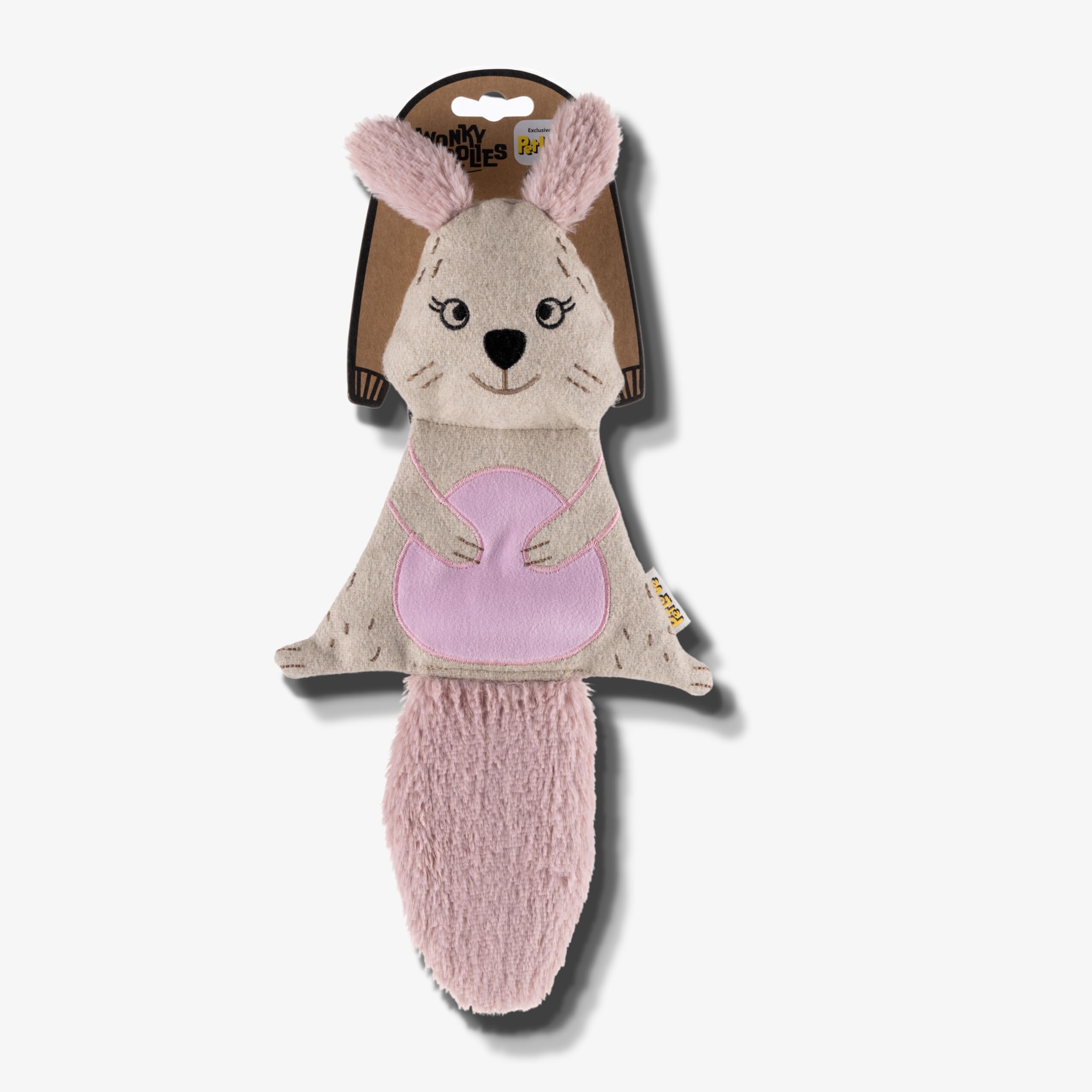 PetLoveWonky Woolies Skinz Rabbit, Soft Dog & Puppy Toy with squeaker, 100% recycled materials