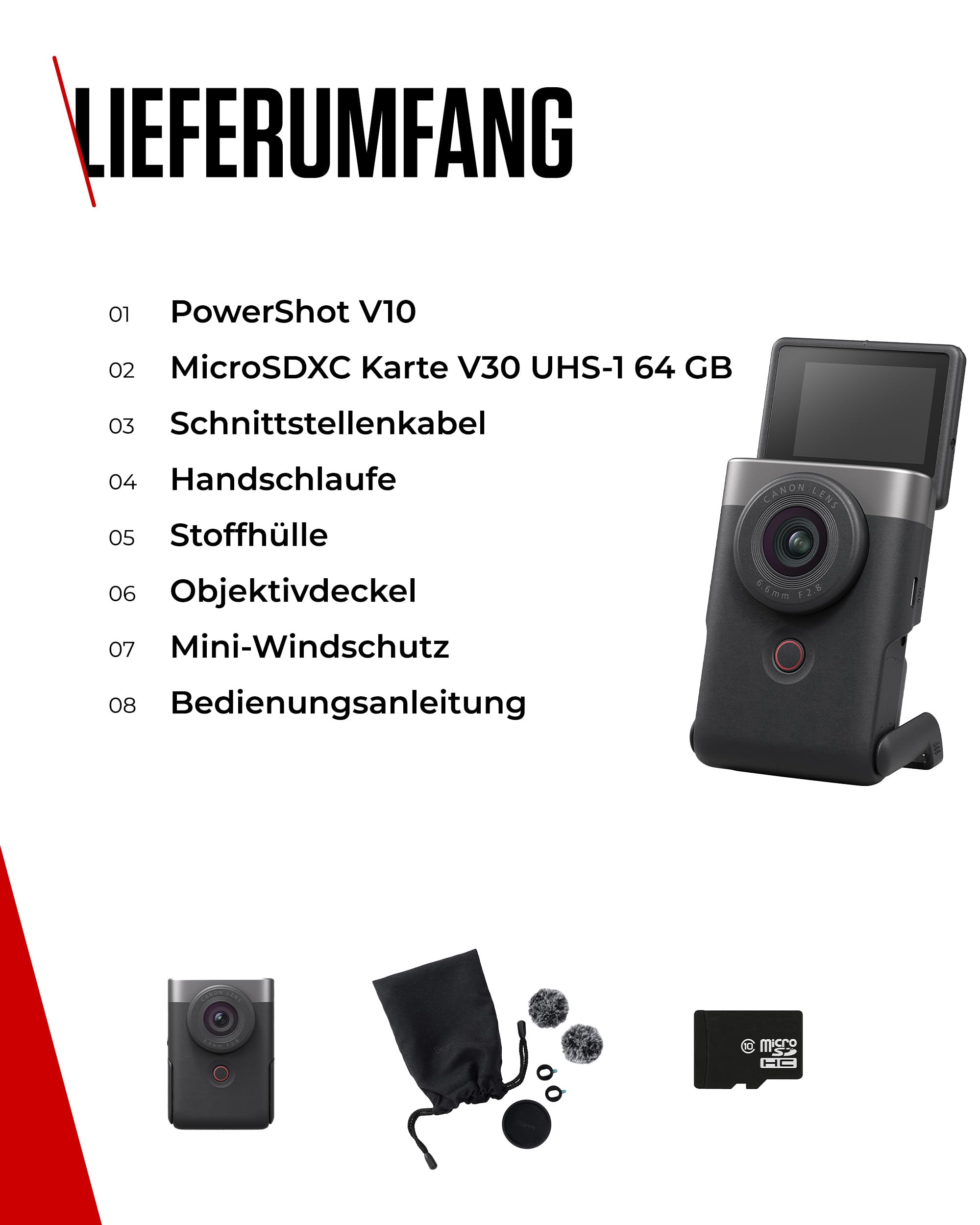 Canon PowerShot V10 Vlogging Starter Kit Kompaktkamera Digitalkamera silber (Weitwinkel Objektiv – Bild 7