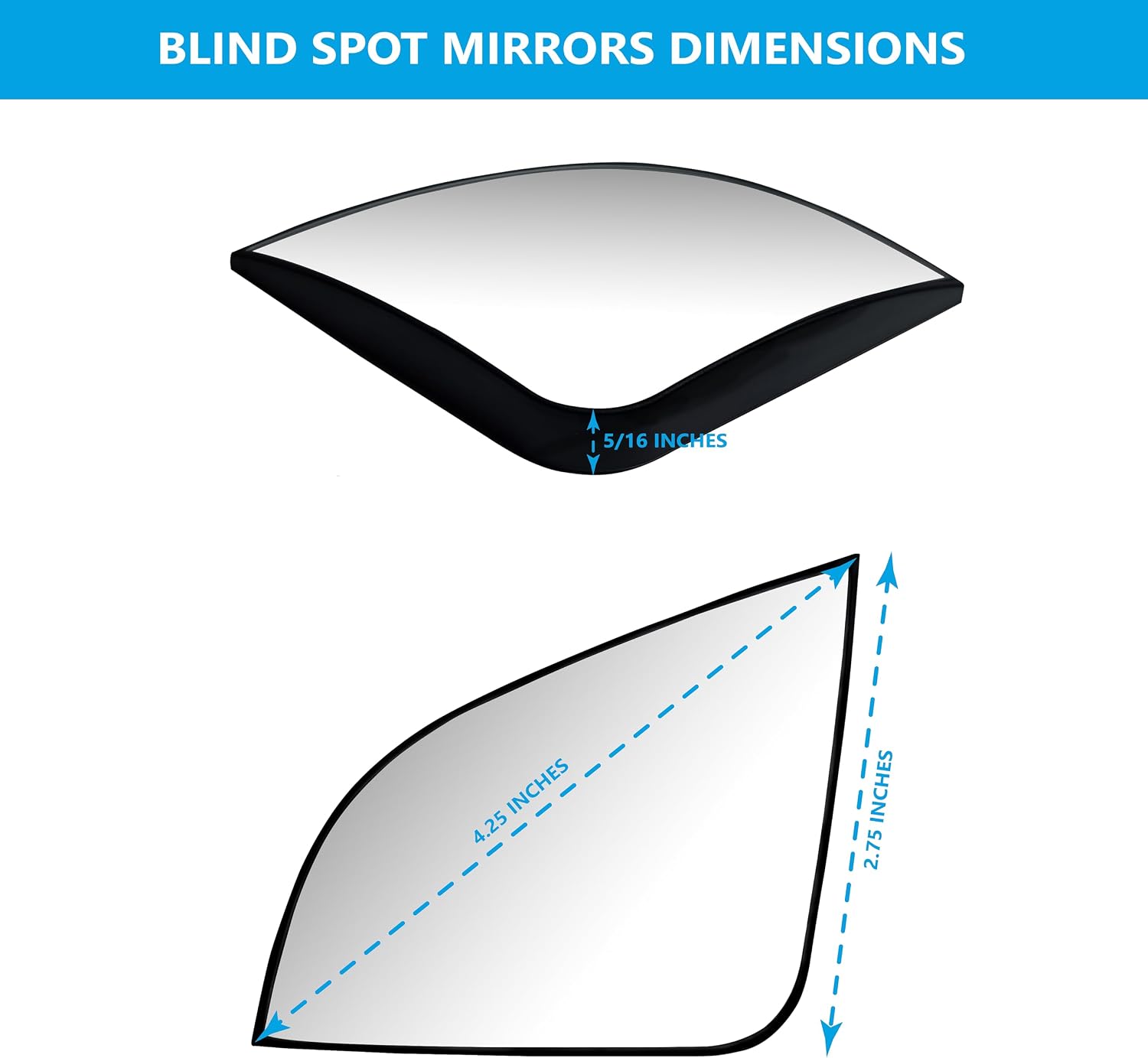 Convex Stick On Custom Fitted Blind Spot Mirrors Compatible With Toyota Tacoma 2016-2025- Engineered to Provide A Wider View
