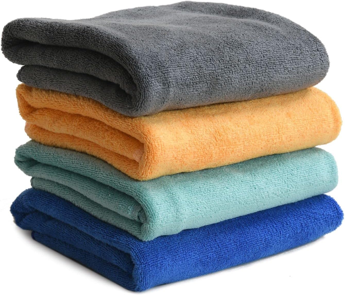 Yellow Weaves Super Soft Microfiber Hand Towels, Gym & Workout Towels 400 GSM, Multicolour 8, Set of 4