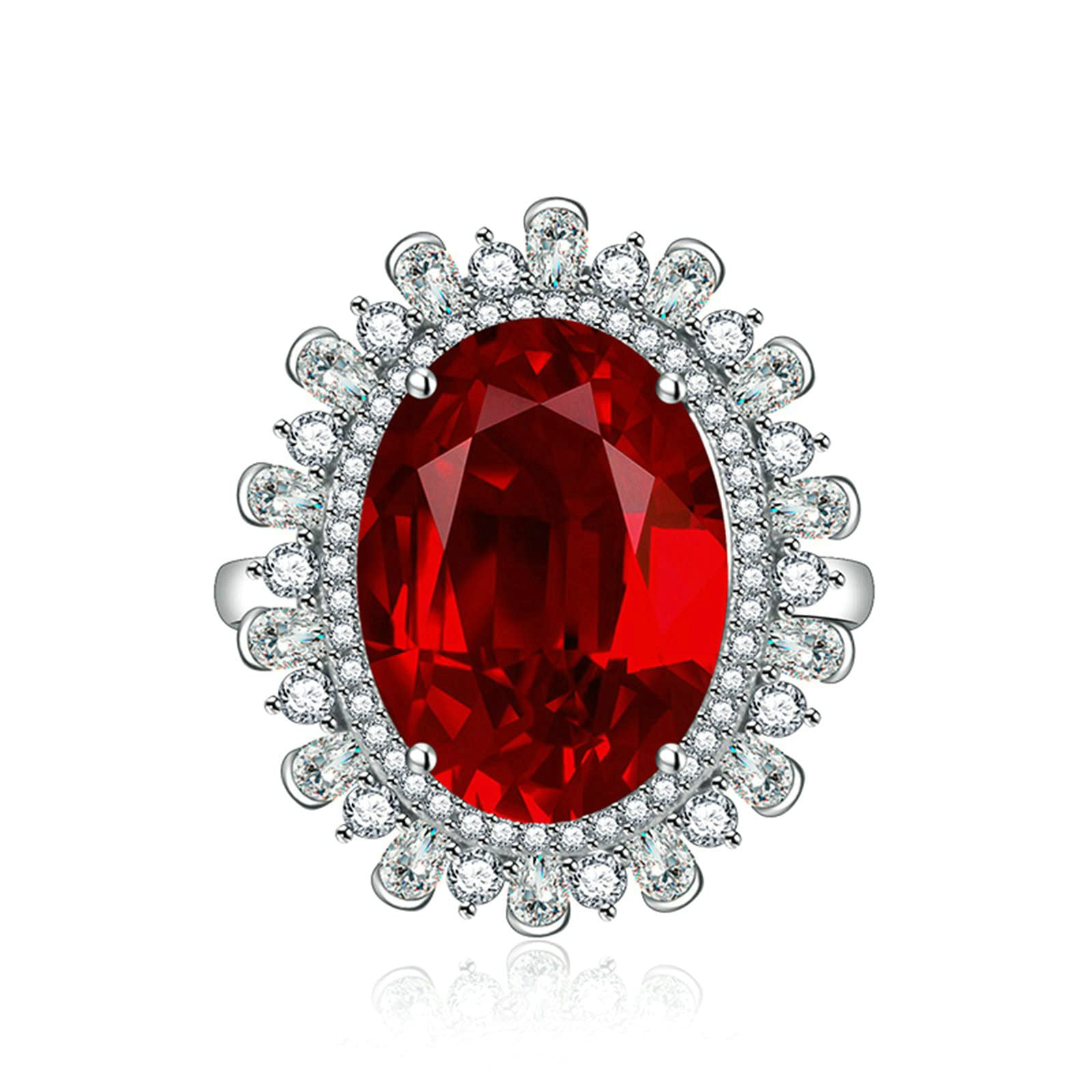 Aeici Anillos de circonita, anillos de compromiso ajustables rojo ovalado con circonita cúbica