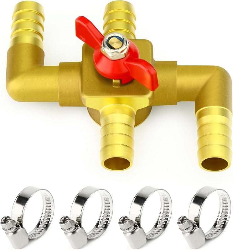 Válvula de controle do aquecedor automotivo GASHER de 4 vias em latão 3/4" – com 4 abraçadeiras