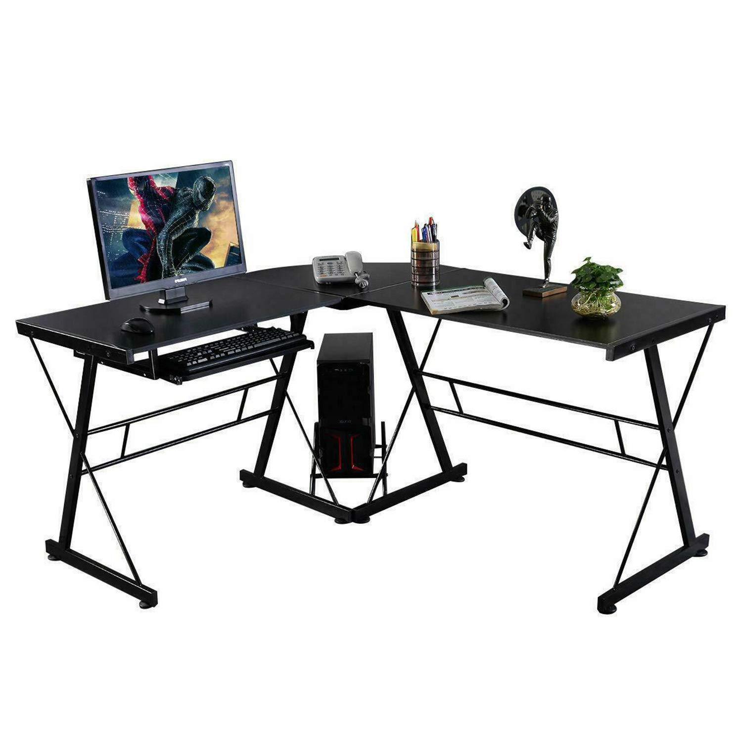 Amazon.com: L-Shaped Desk Table Tempered Glass Corner with