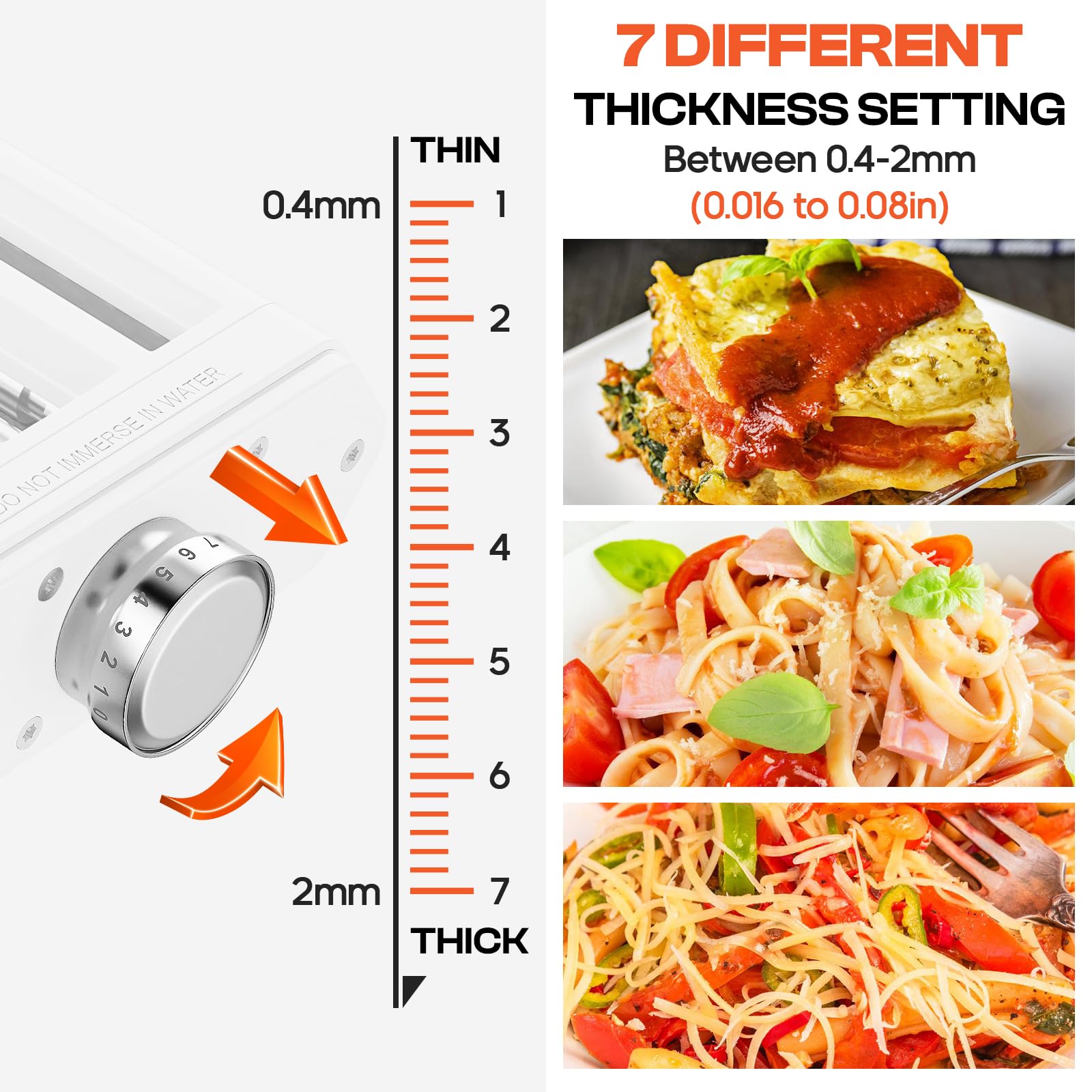 Cofun Máquina manual de pasta 3 en 1 con 7 ajustes de grosor ajustables, rodillo de hojas de pasta, fettuccine y cortador de espaguetis