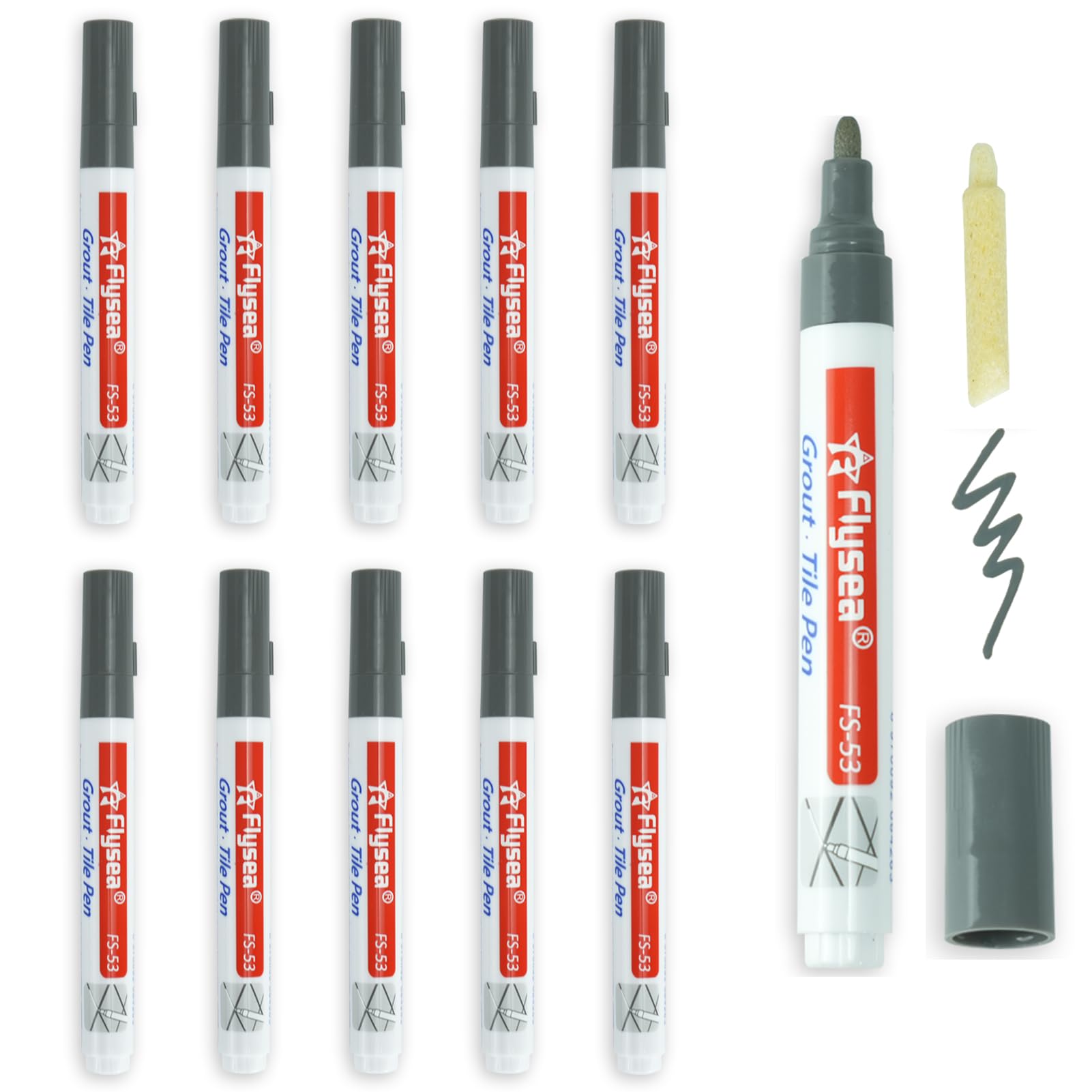 10 Pieces Tile Pen Wall Grout Color Pen Tile Repair Pen Refill Wall Gap Grout Renew Marker for Tiles Floor Kitchen Bathroom(Dark Gray)