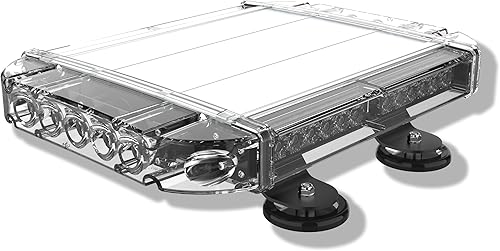 Aviator TIR Barra de luz LED pequeña de emergencia de 3 vatios de bajo perfil, montaje magnético para techo, 18 pulgadas, Rojo/Azul