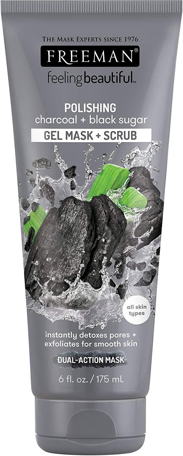 Freeman Feeling Beautiful Facial Polishing Mask, Charcoal & Black Sugar 6 oz (Pack of 12)