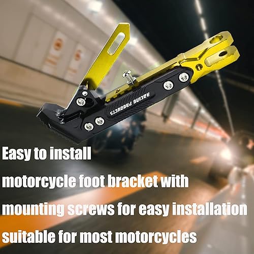 Miniatura 6 de Soporte de trípode para motocicleta, soporte de trípode de aluminio universal, soporte lateral de pie modificado, accesorios de motocicleta (dorado)