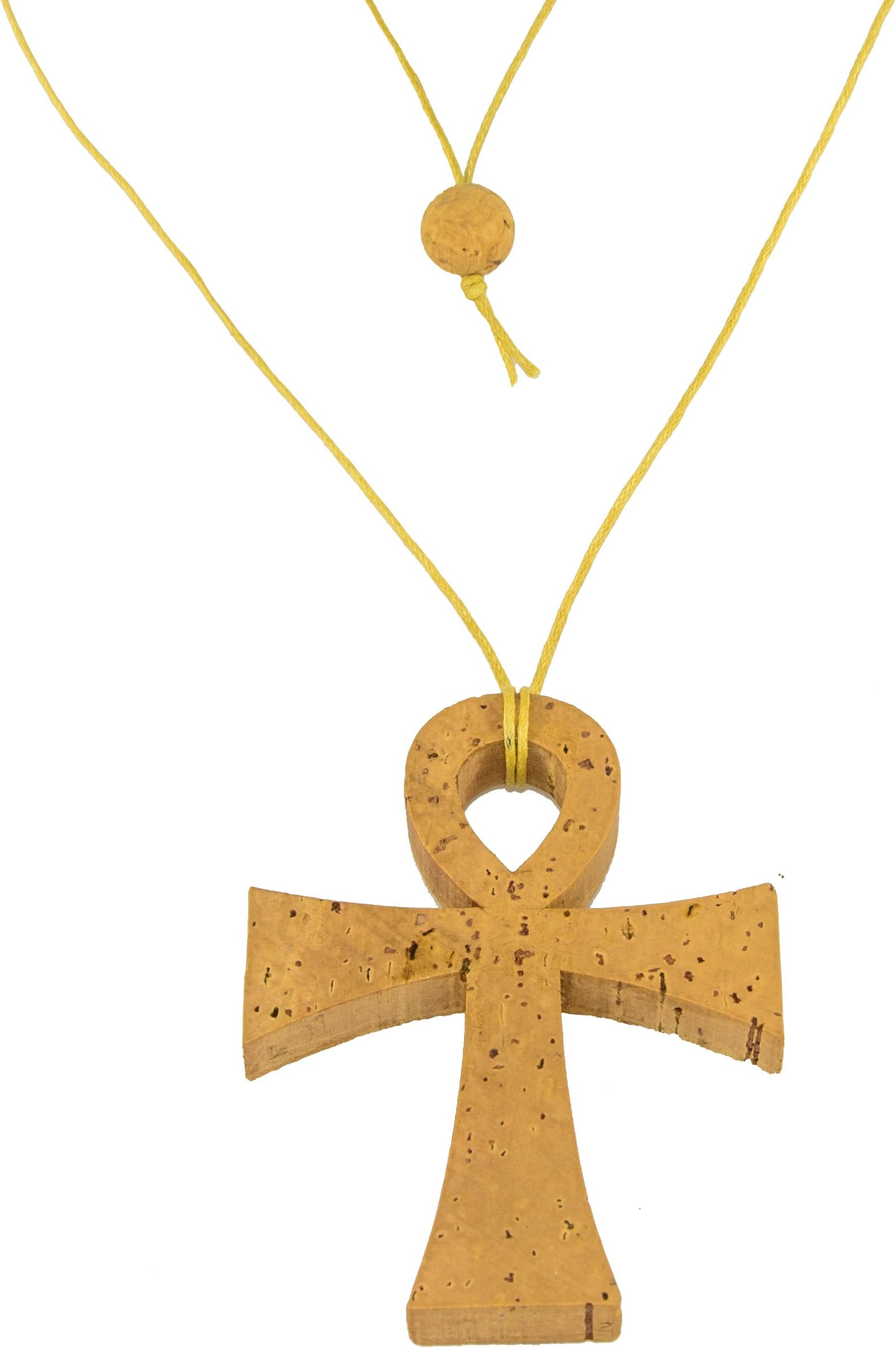 Ancient Egyptian Ankh Cross Pendant Necklace Jewelry in Cork Wood. Protection Symbol as featured on Etsy.