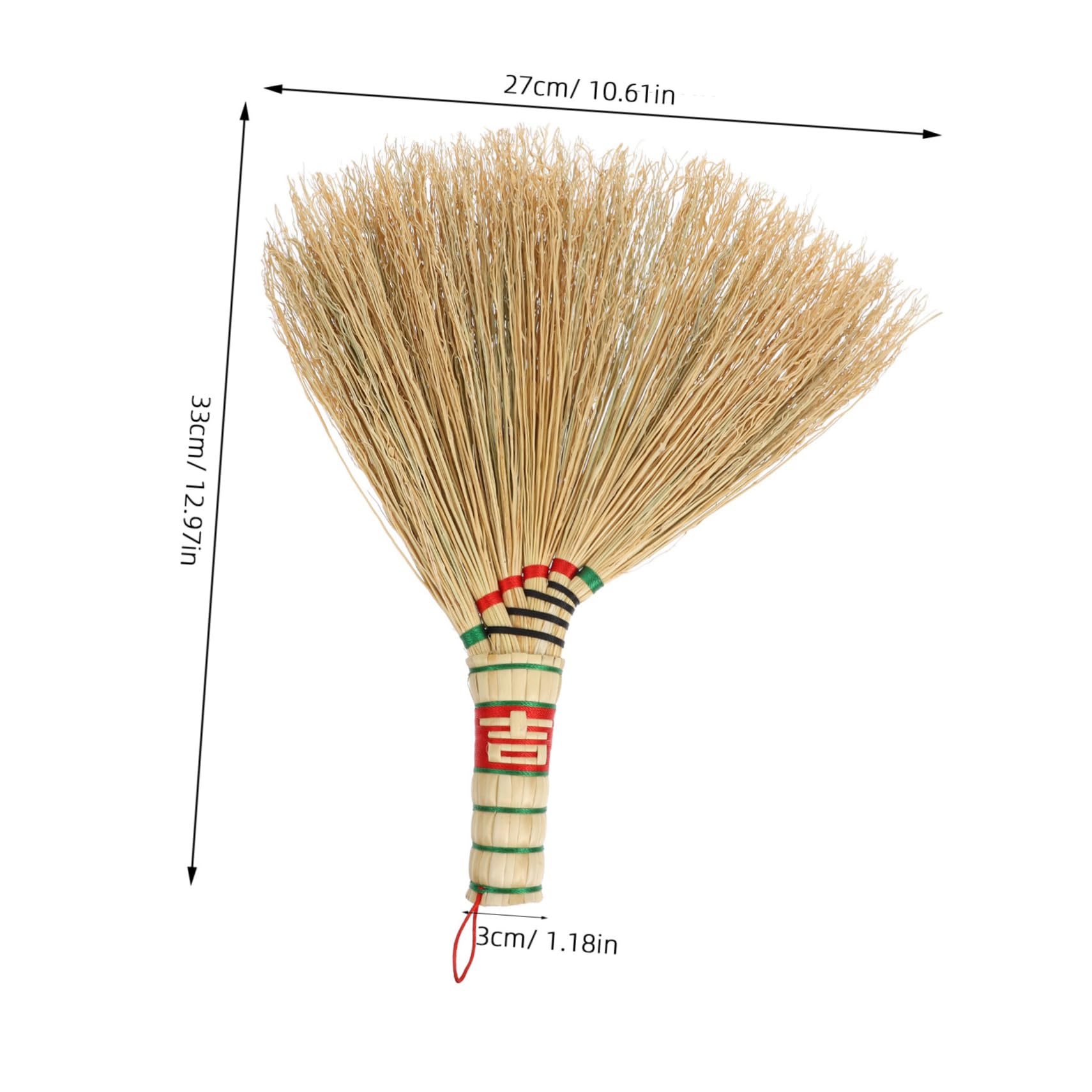 BESTYASH Hand Knitted Mini Broom Short Handle Small Whisk Broom Sturdy Straw Traditional Craft for Household Cleaning