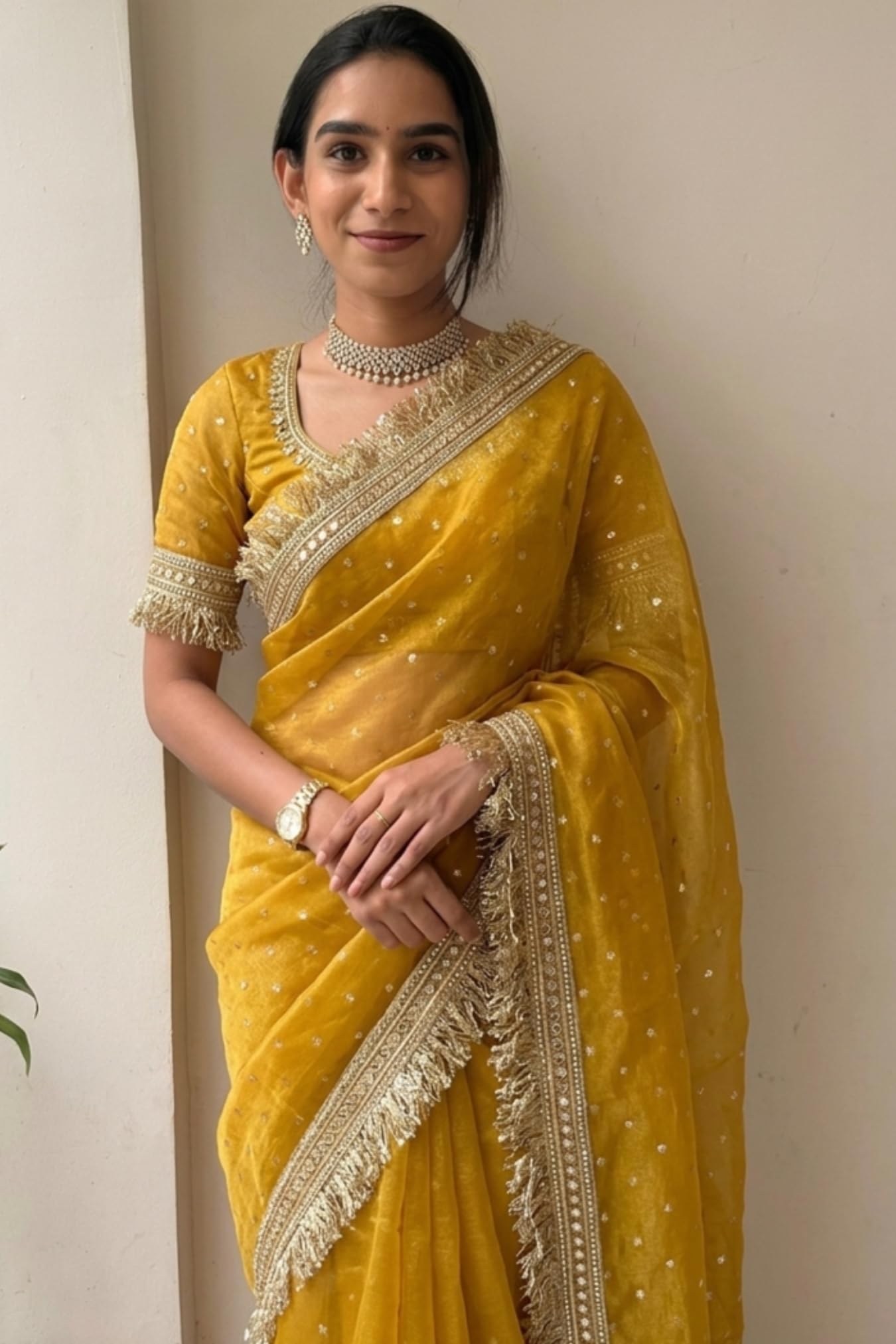 SGF11 Women's Tissue Pure Soft Silk Saree With Blouse Piece