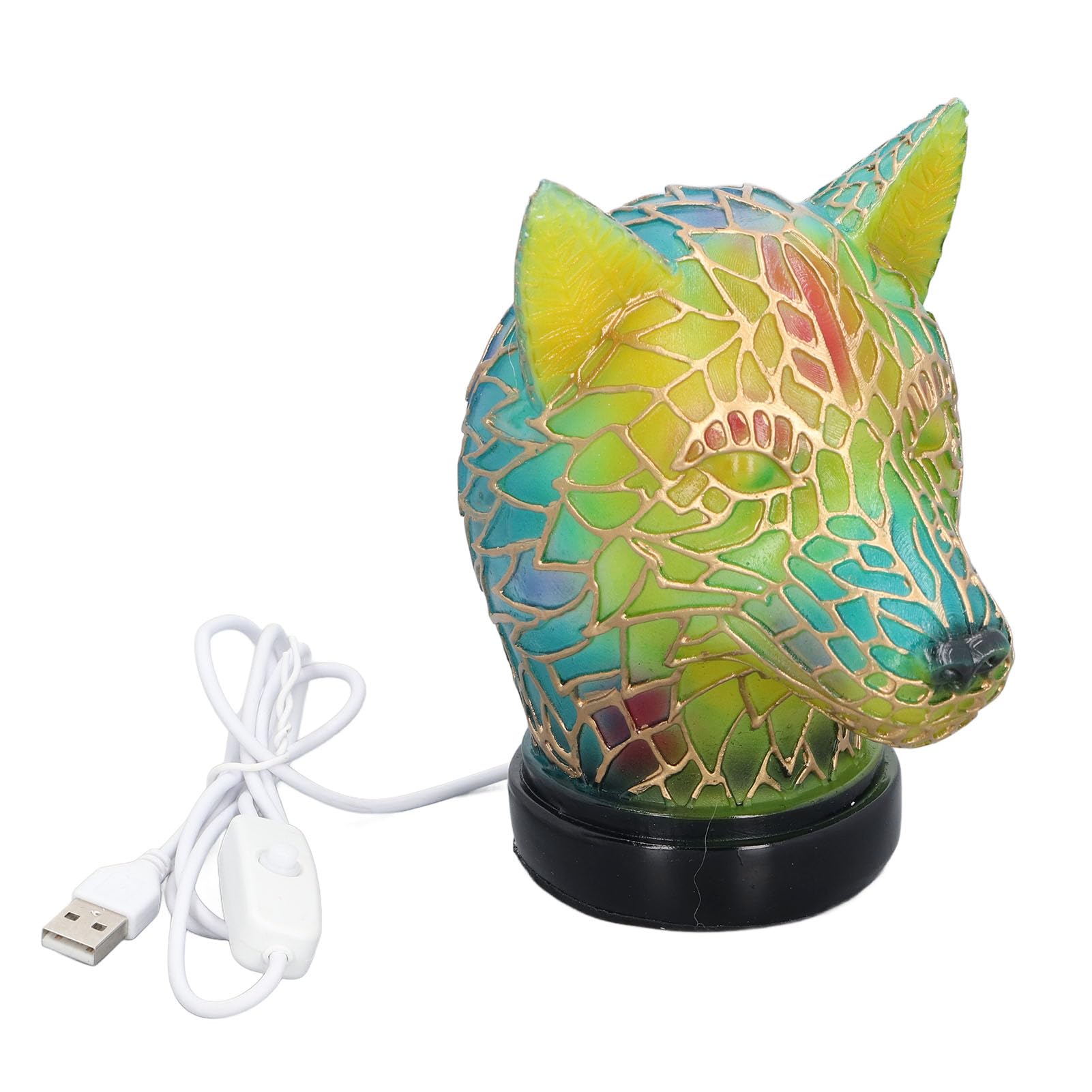 Wolf Shape Resin Desk Lamp, LED Night Light with USB 5V Plug