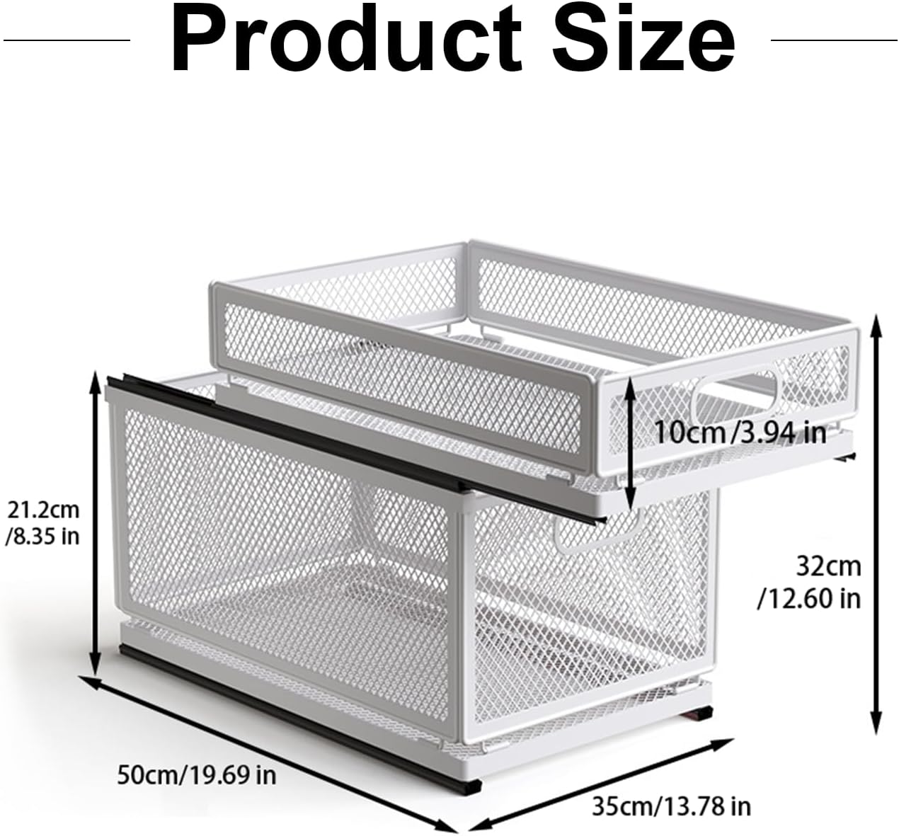 Pull Out Cabinet Organizer, Slide Out Drawers Fixed with Adhesive Nano Film, Pantry Shelves Sliding Drawer Storage Organization for Kitchen (Double Layer 19.7 * 13.8 * 12.6inch/50 * 35 * 32cm) image 3