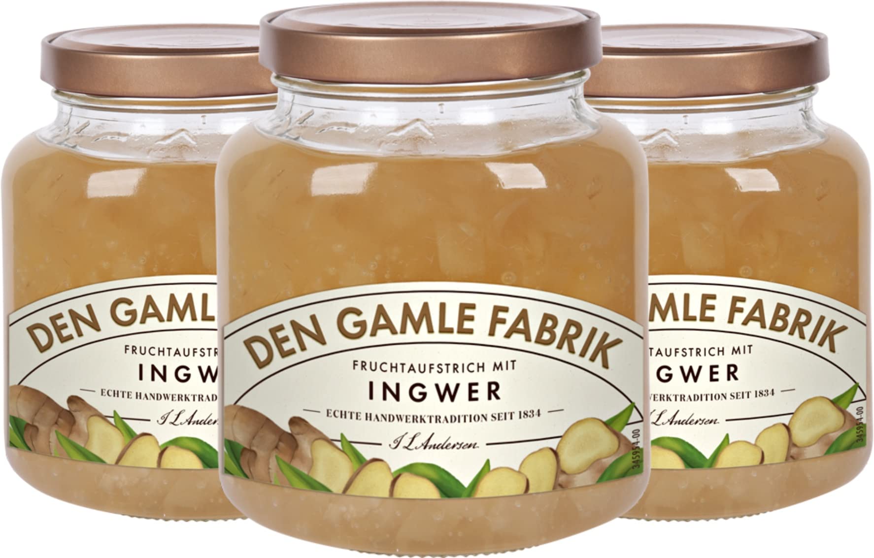 Den Gamle Fabrik Fruit Spread Ginger 3x380 g (38.55) - Ginger Marmalade made from candied Ginger/Danmark