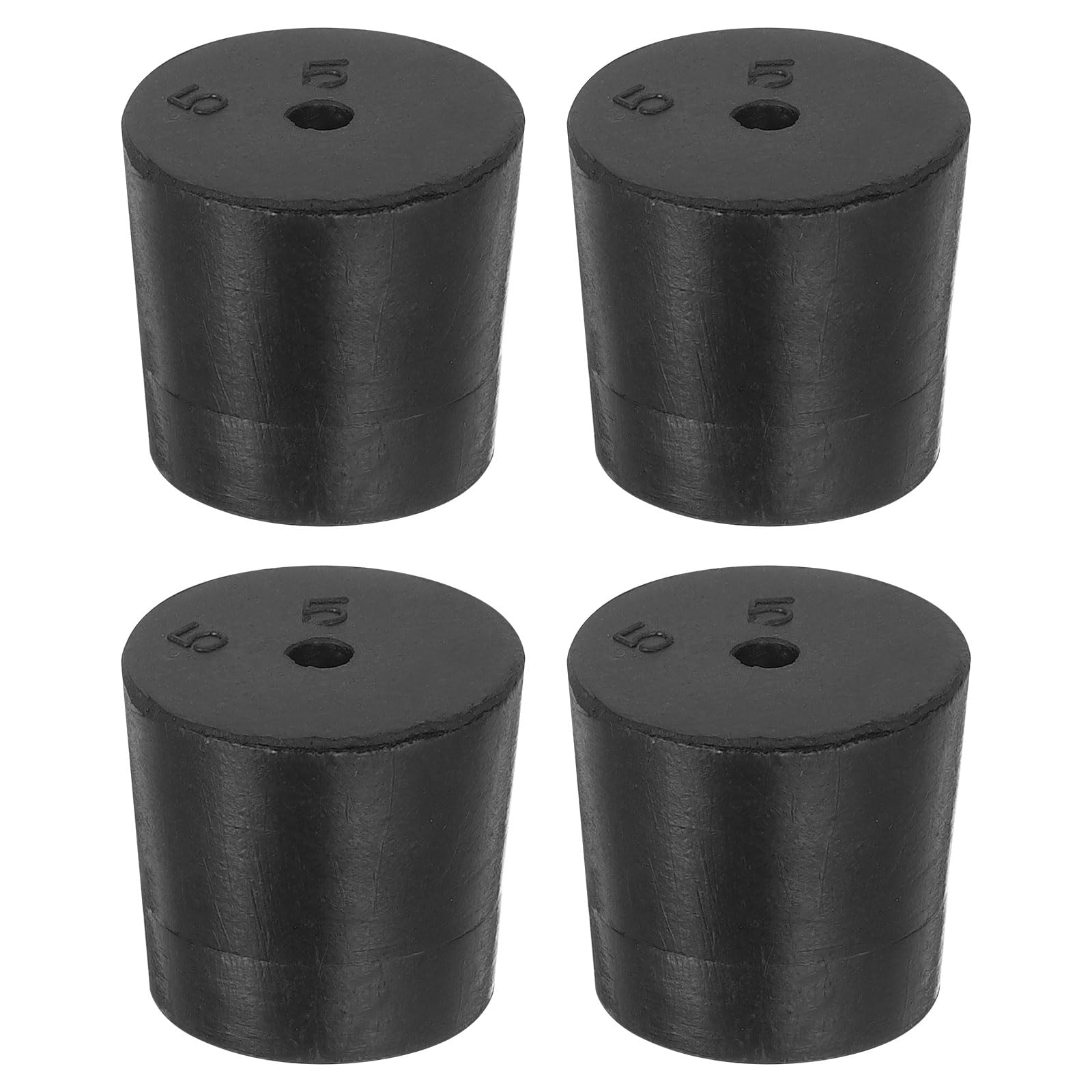uxcell 4 Pcs 1-Hole Rubber Stopper, Tapered Lab Seal Tube Stopper Plug for Test Tube Flasks Glass Containers Industry and Laboratories, 28x24x25mm Black
