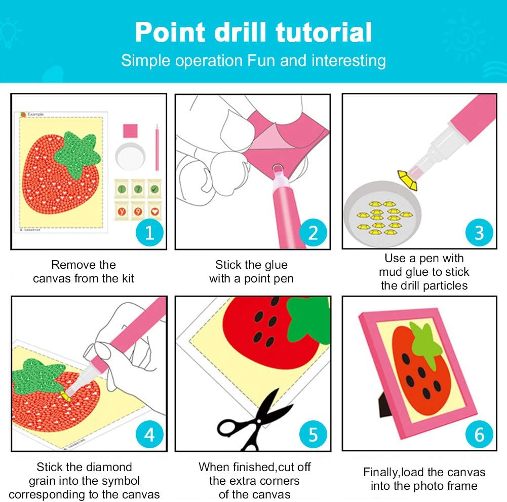 400 magic Small and Easy DIY Diamond Painting Kits for Kids 5D Mosaic Full Drill Art Paint by Numbers with Frame 7.8x6inch (Giraffe)