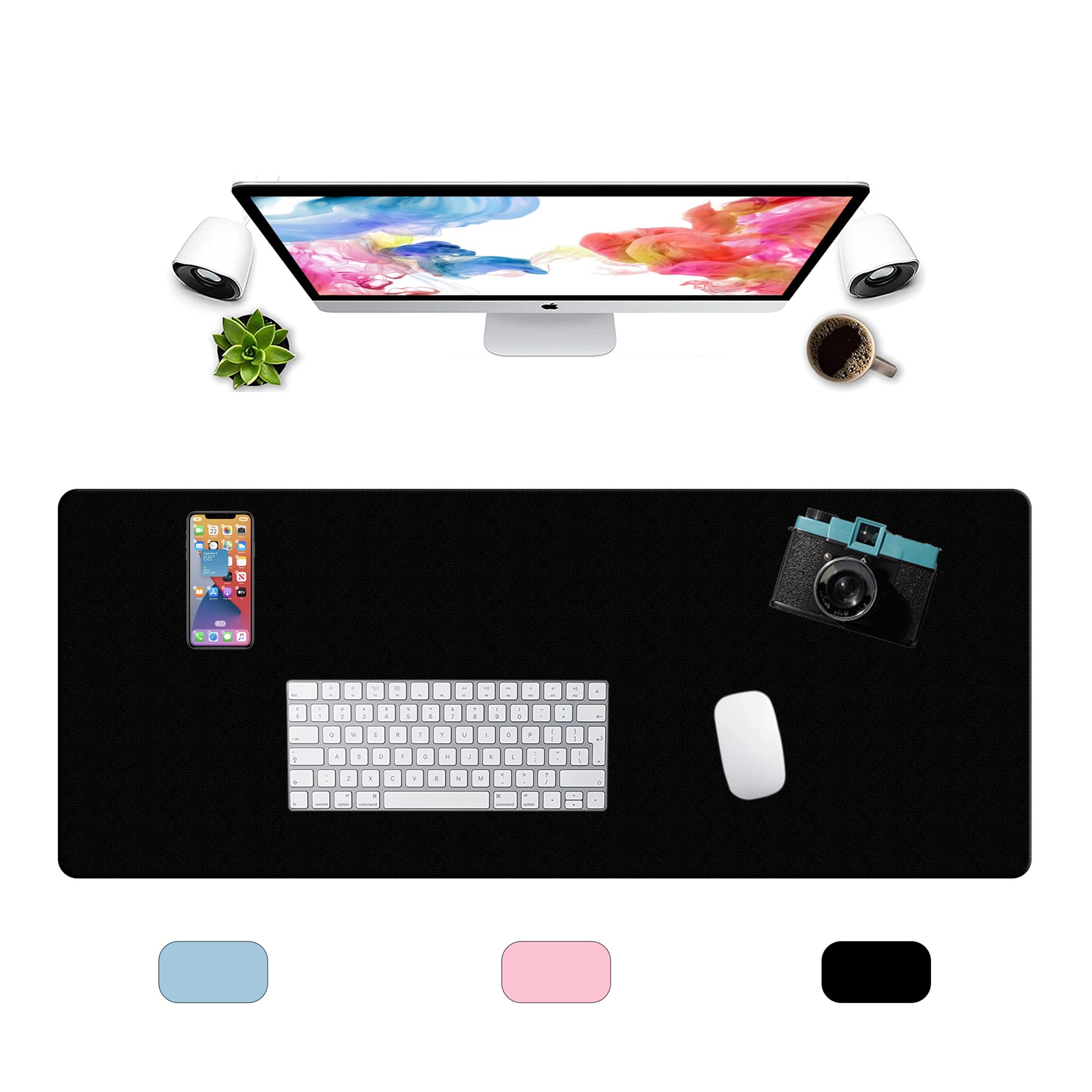 LL-COEUR XXL Cuero Gaming Alfombrilla de Ratón Impermeable Escritorio Mouse Pad (1000 x 400 x 2 mm, Negro)