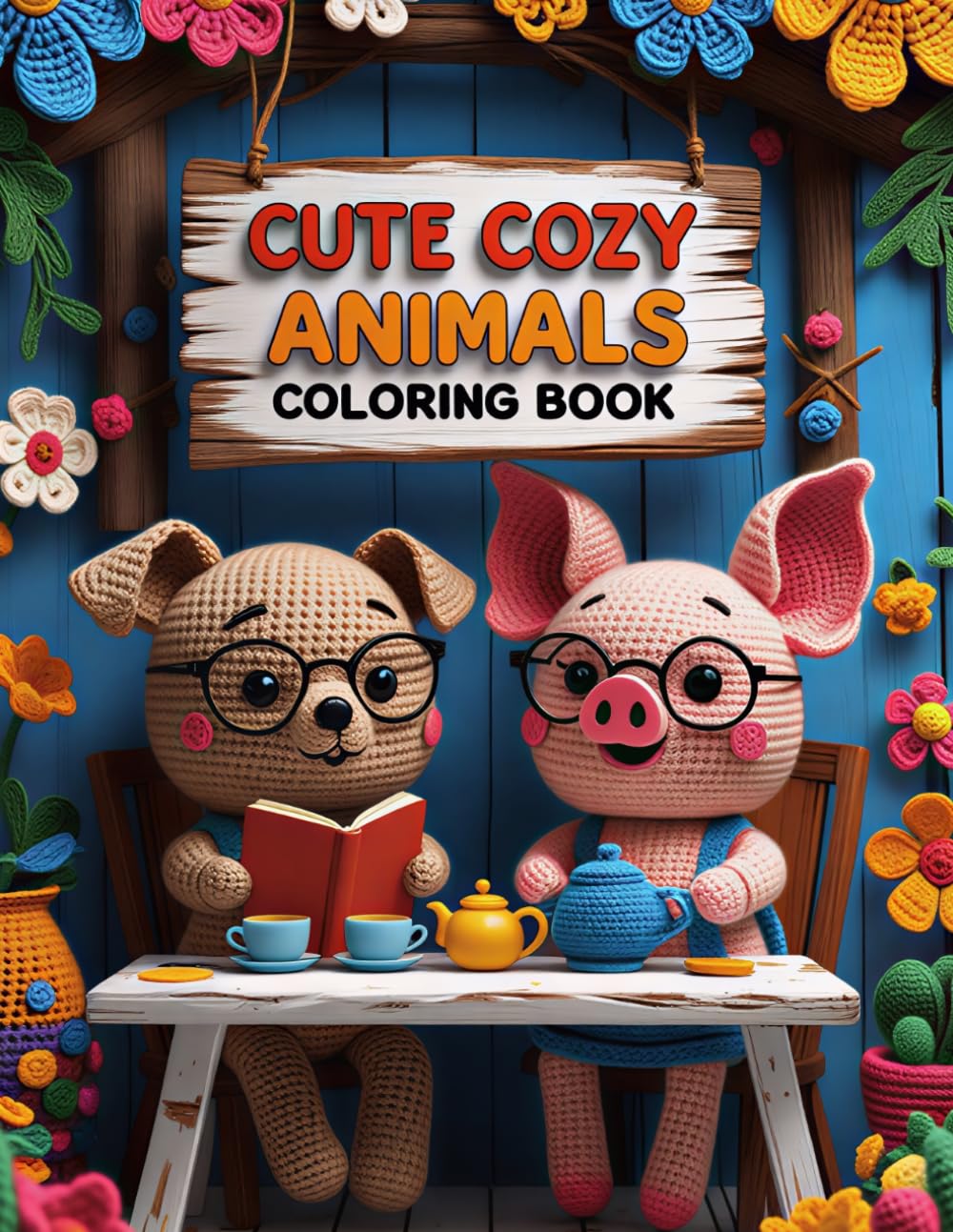 Cute Cozy Animals Coloring Book: Relaxing Crochet-Inspired Animal Scenes for Stress Relief, Mindfulness, and Creative Fun