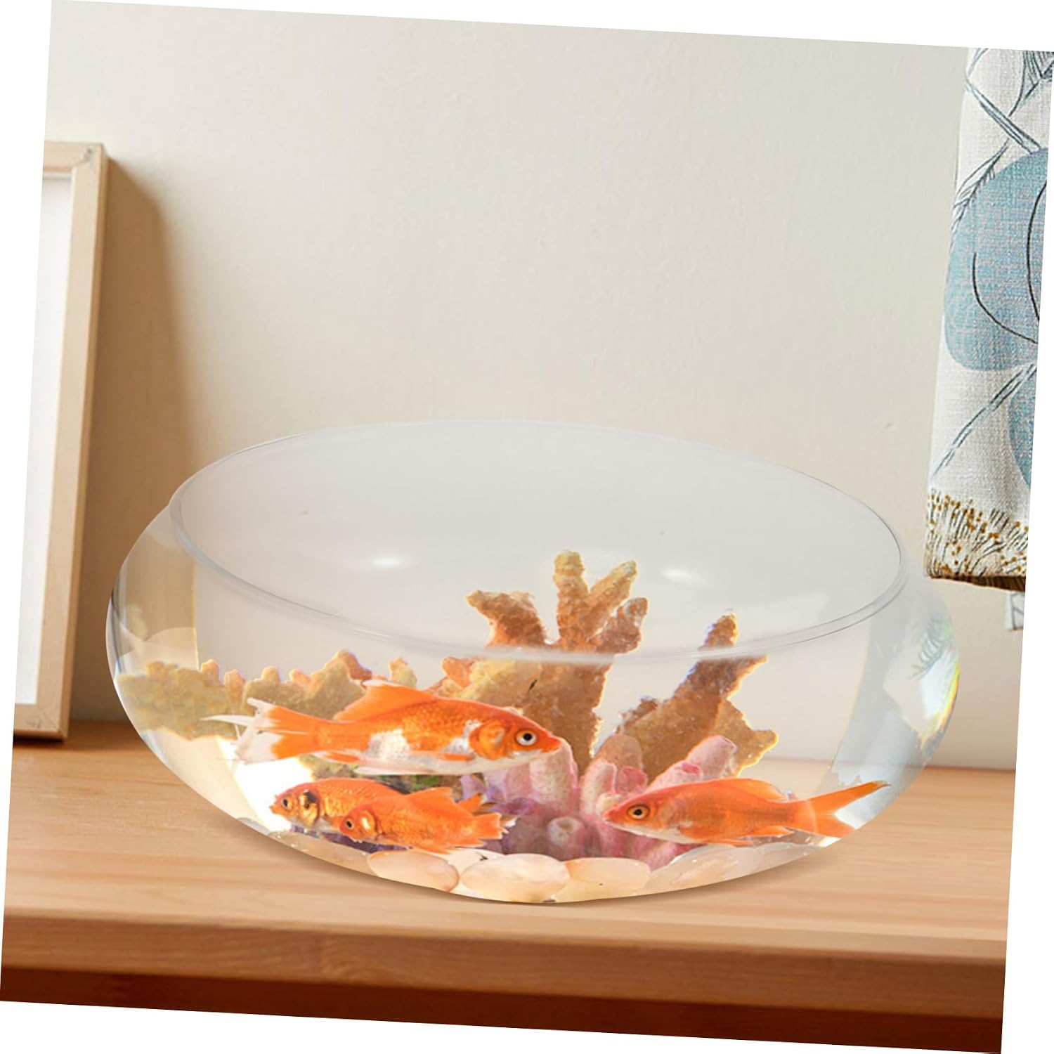 Clear Glass Fish Bowl Small Desktop Fish Tank and Hydroponic Plant Pot for Home Office Garden Decoration Space Saver for Goldfish Shrimp Flowers and Succulents