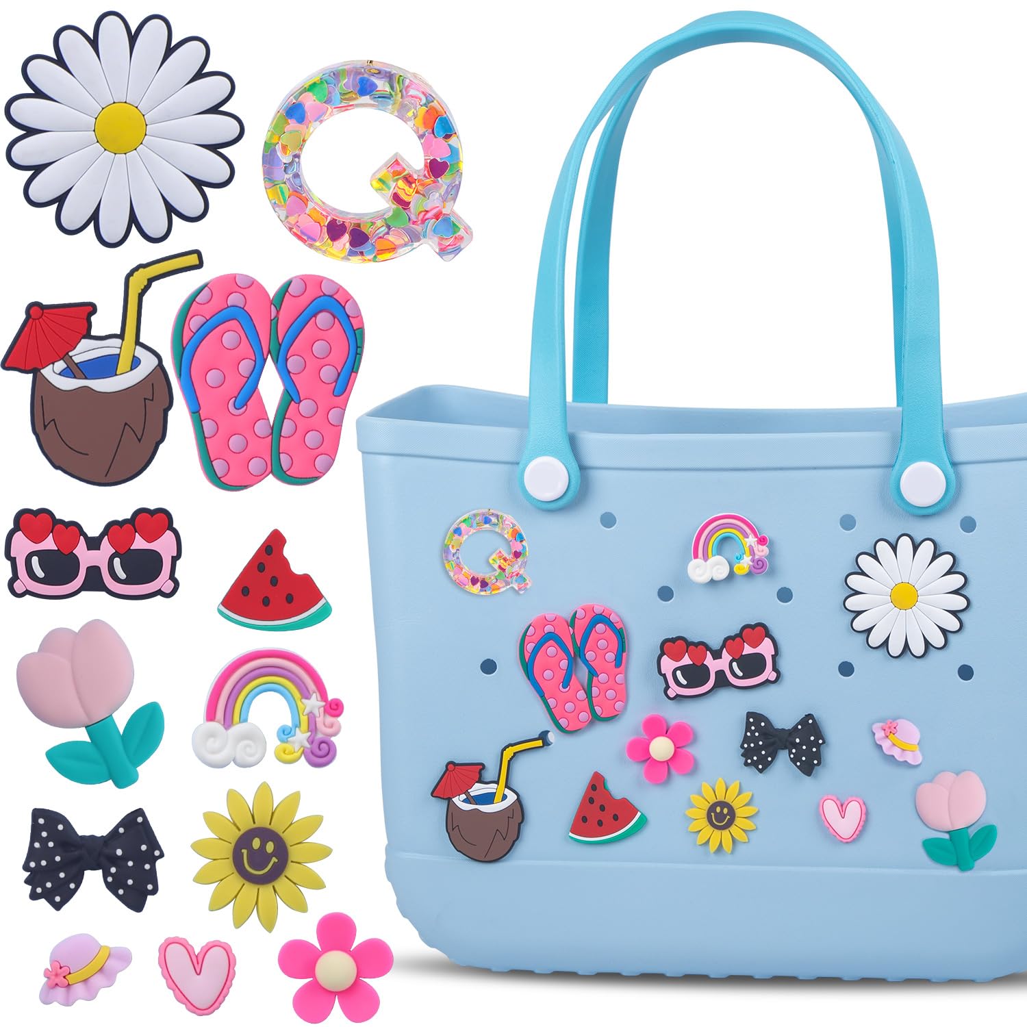 Letter Charms for Bogg Bag Accessories 13 PCS Customizable Beach