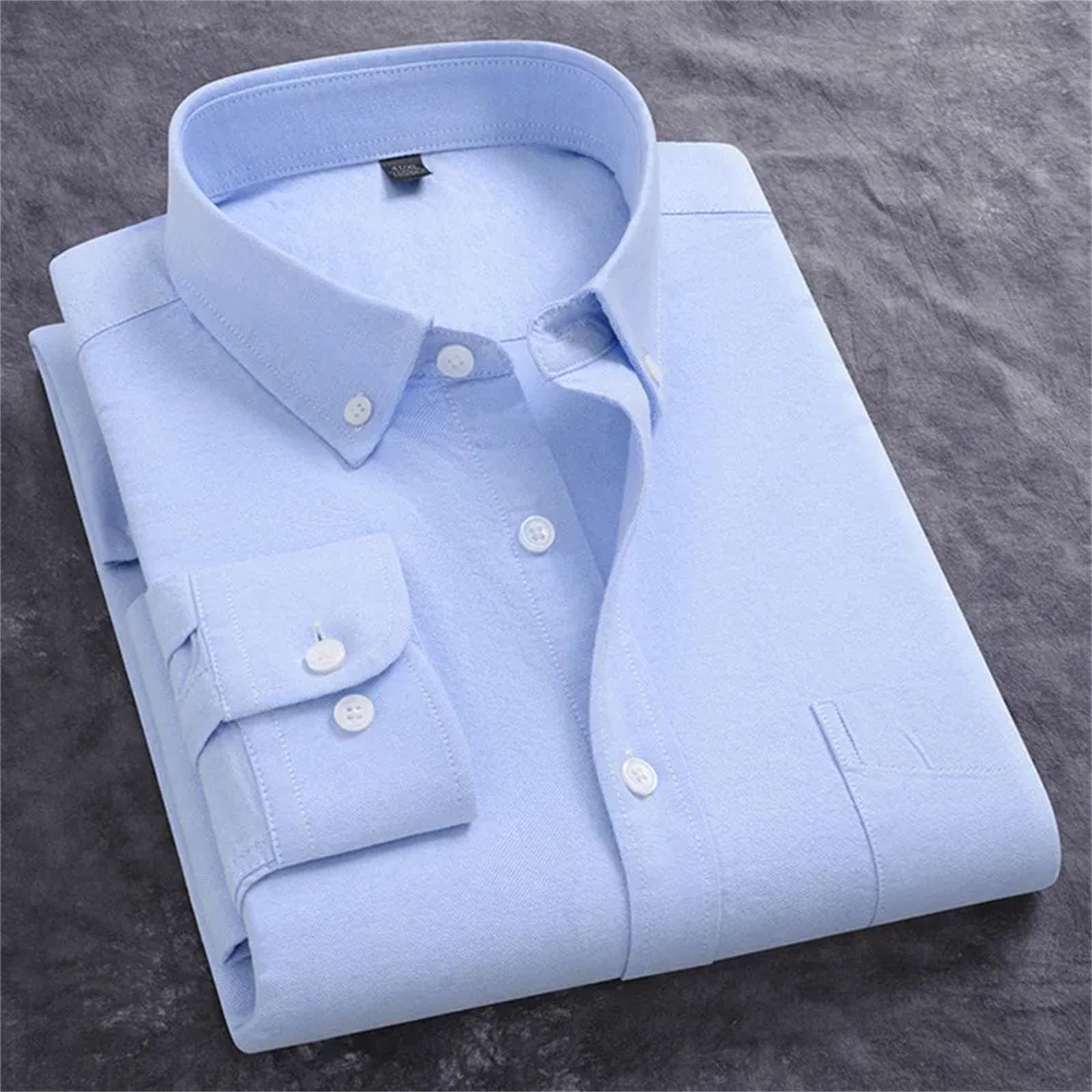 Camicia da uomo in cotone Oxford a righe, a maniche lunghe, casual, da lavoro, elegante