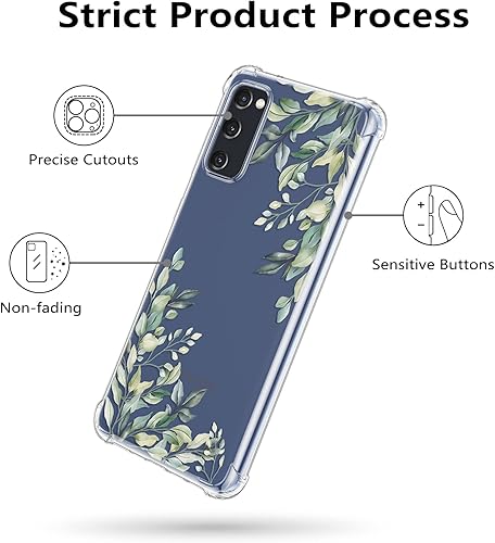 Miniatura 5 de RALEAVO Funda protectora para Samsung Galaxy S20 FE 5G, diseño floral de hojas transparentes, delgada, bonita funda protectora para niñas y mujeres,