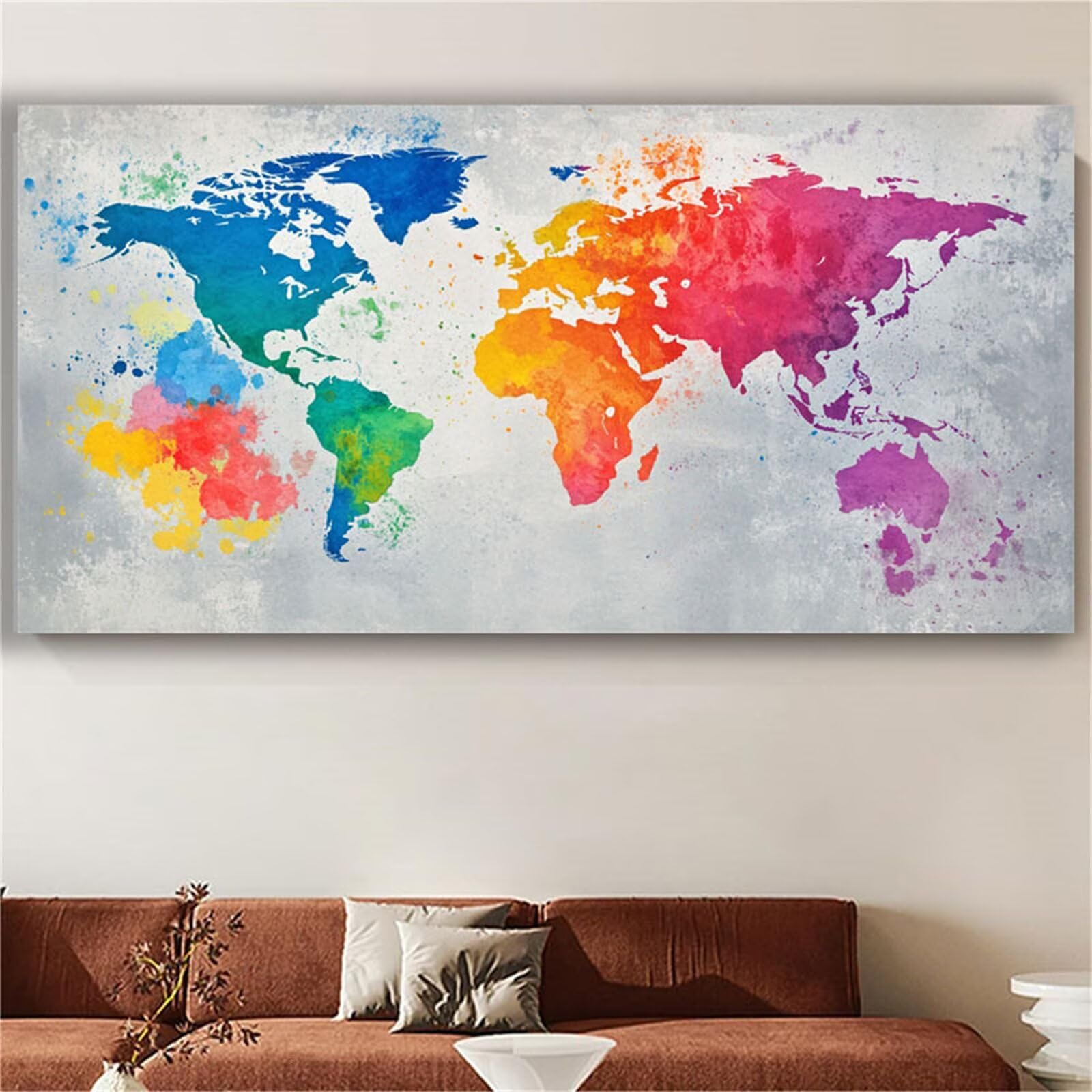 Weltkarte Malen Nach Zahlen Erwachsene Groß 300x100 cm,Malen Nach Zahlen Farbe,Kreativ Set für Erwachsene,DIY Handgemalt Ölgemälde Leinwand Kit mit Pinseln Acrylfarben,Home Dekor Frauen Geschenk L1233
