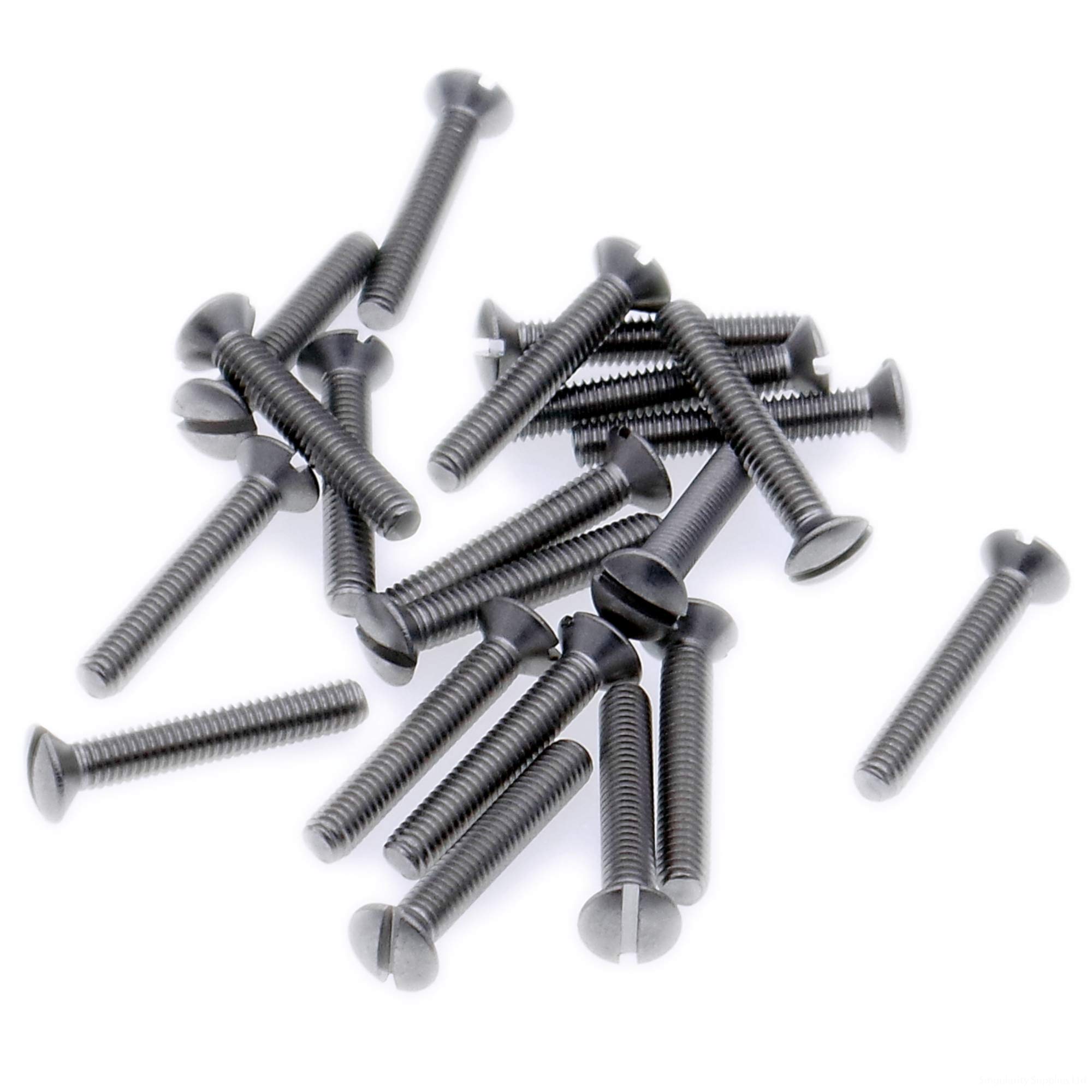 Singularity Supplies Black M4 (4Mm X 40Mm) Slot Raised Countersunk Machine Screw (Bolt) - Stainless Steel (A2) (Pack Of 20)