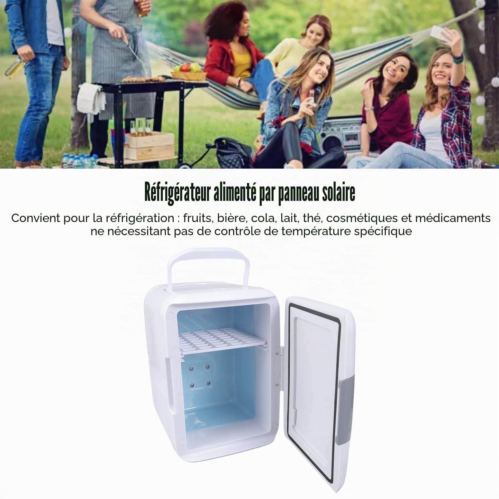 Réfrigérateur solaire portable compact avec panneau solaire monocristallin pour le camping