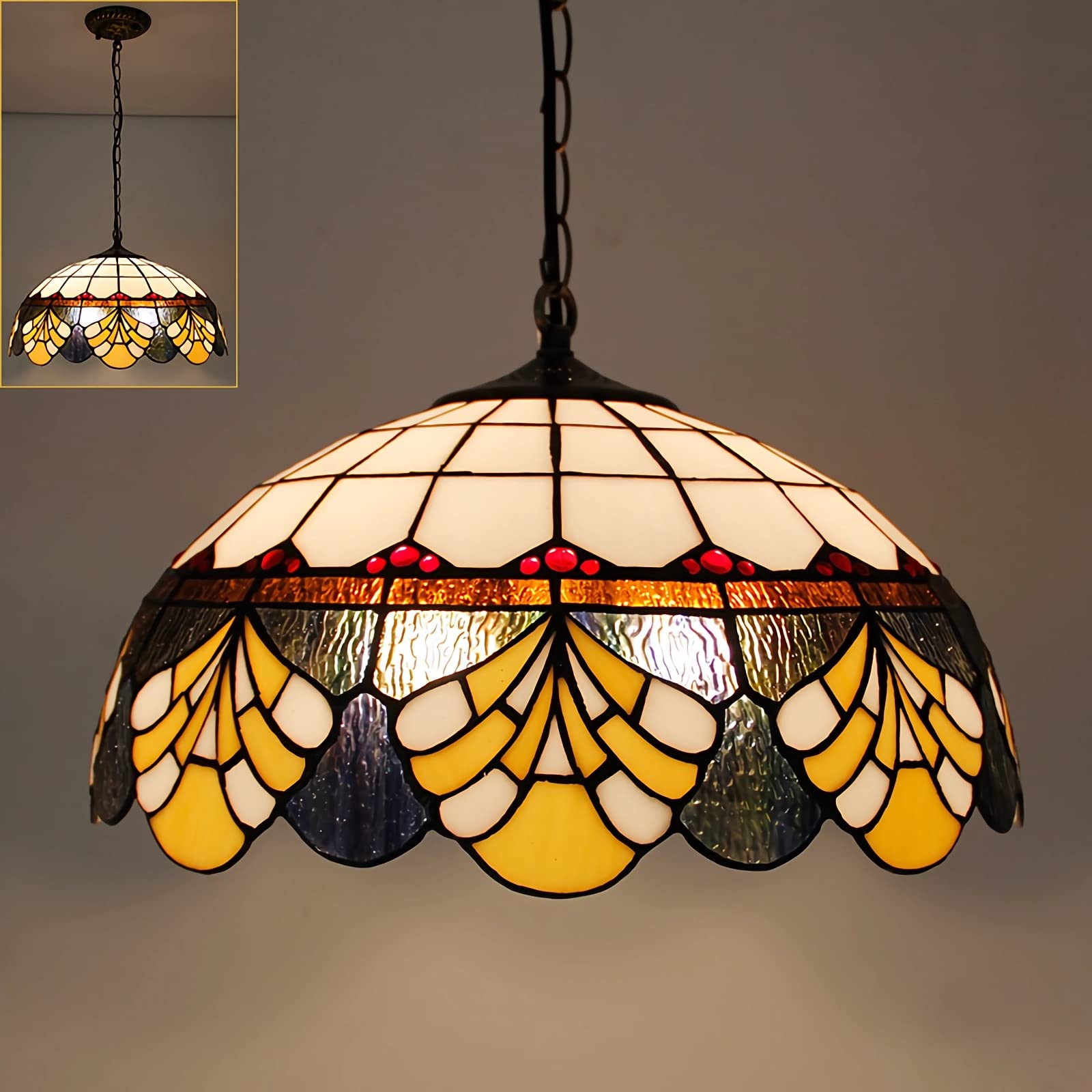 Lustre Tiffany 16 pouces pour remplacer un éclairage agressif par un verre teinté - 4