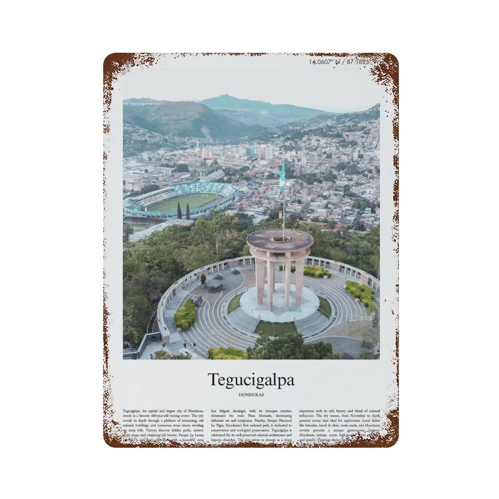 xiaoxiaoshen Tegucigalpa Honduras City Scenery Wall Decor Art Metal Tin Poster Modern Home Decor Art Home Bar Shop Decorations Vintage Sign 40x30cm