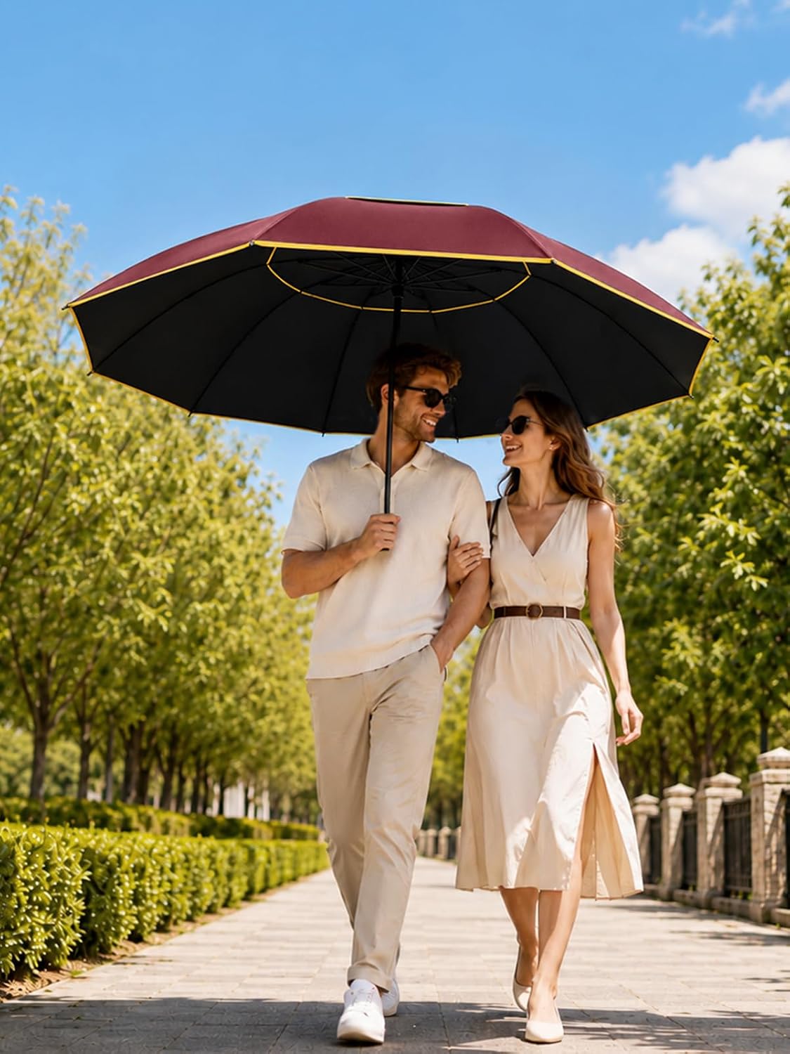 Kalolary 62 Inch Extra Large Golf Umbrella UV Protection Compact Umbrella | Double Canopy Vented Windproof Waterproof Umbrella, Portable Travel Umbrella for Men and Women