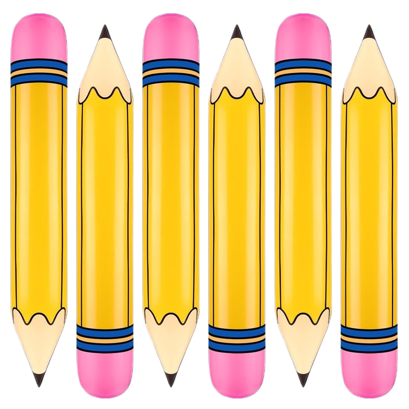 Wedhapy Pencil Balloon 6Pcs Inflatable Pencil, PVC Balloons 26.7" Yellow Giant, Back to School Inflatable Graduation Party Decoration for School Photo Prop