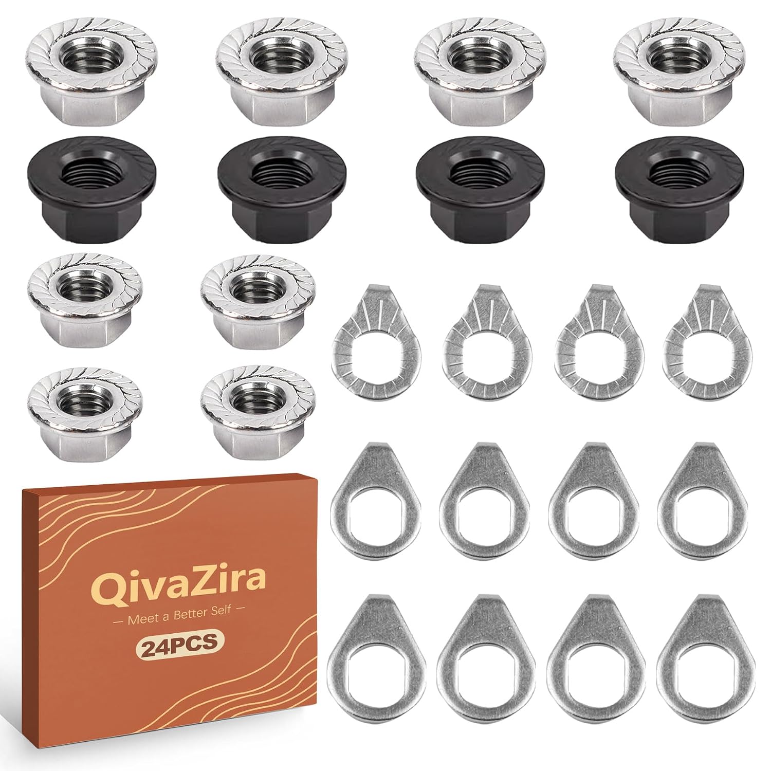 Kit 24 Pcs Tuercas y Arandelas Eje Bicicleta M8 M9 M10