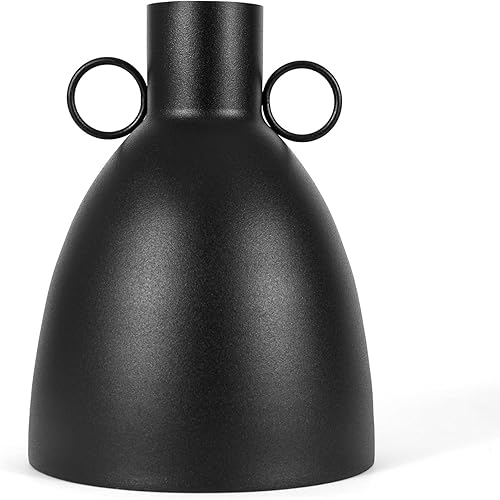 Jarrón de metal moderno y glamuroso, jarrón negro para decoración del hogar, centro de mesa, grande (negro D) disponible en Yaxa Colombia