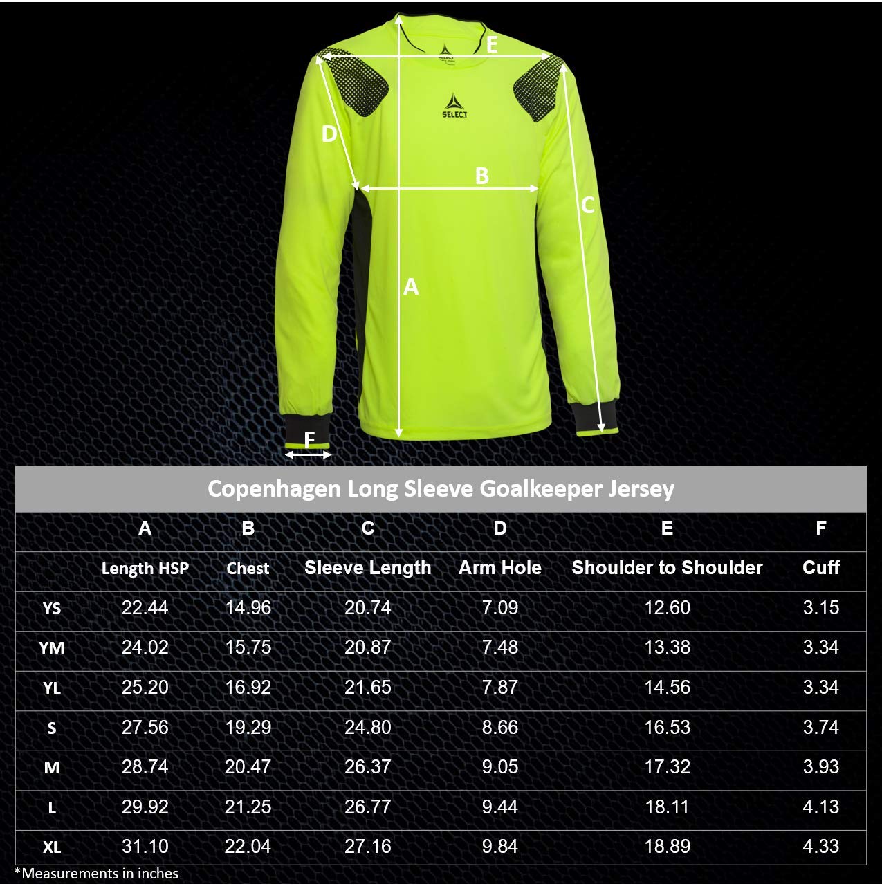 SELECT Copenhagen Long Sleeve Goalkeeper Jersey, Green, Youth Small