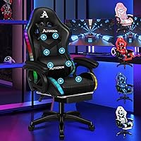 ALFORDSON Sedia Gaming Massaggiante con Luci LED,Sedia Ergonomica Gamer per Ufficio Domestico,Poltrona