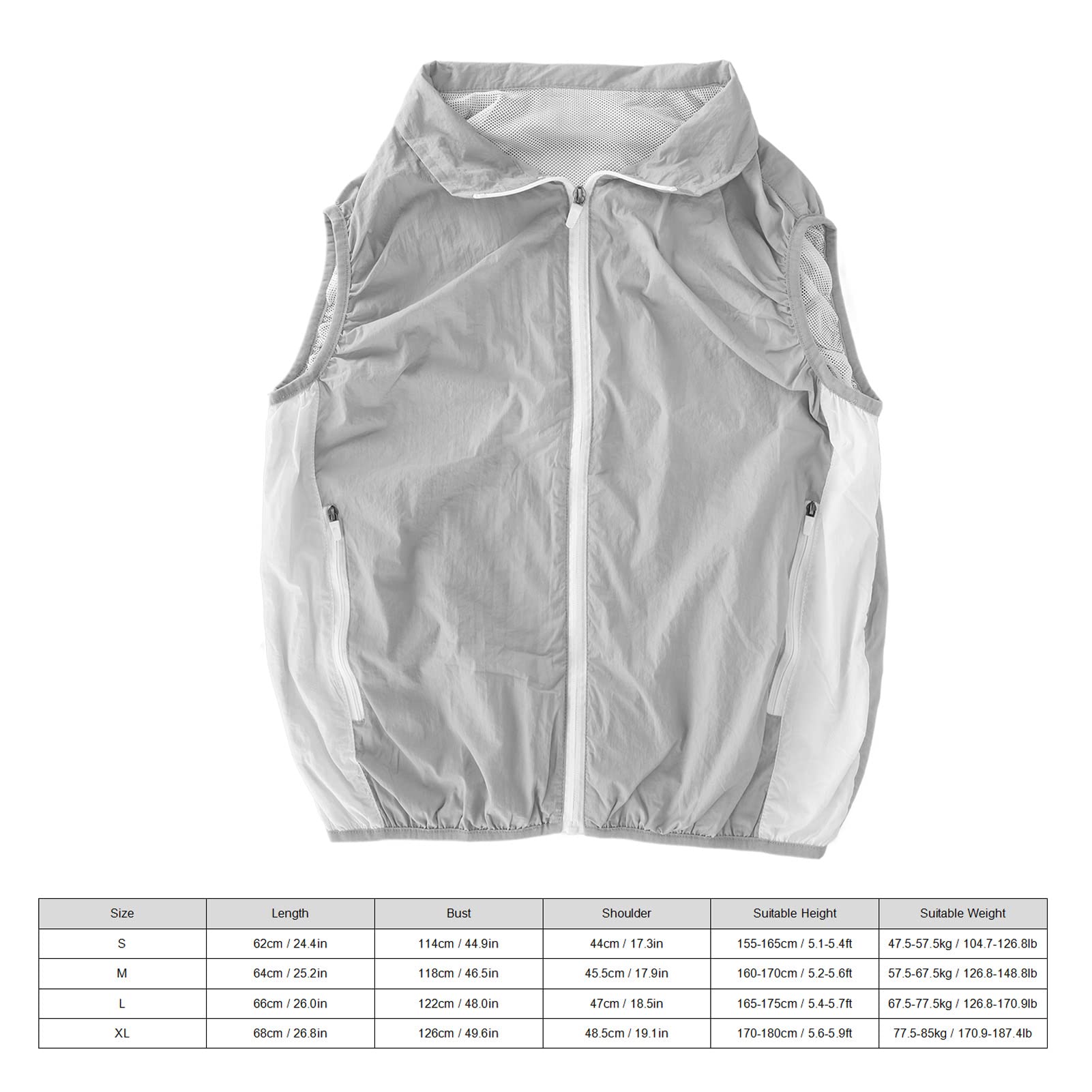 Gilet di Raffreddamento, modalità a 3 velocità, Gilet di Raffreddamento del Corpo Grigio Chiaro, Power Bank, Motore Senza Spazzole Senza Maniche per i Viaggi (L)
