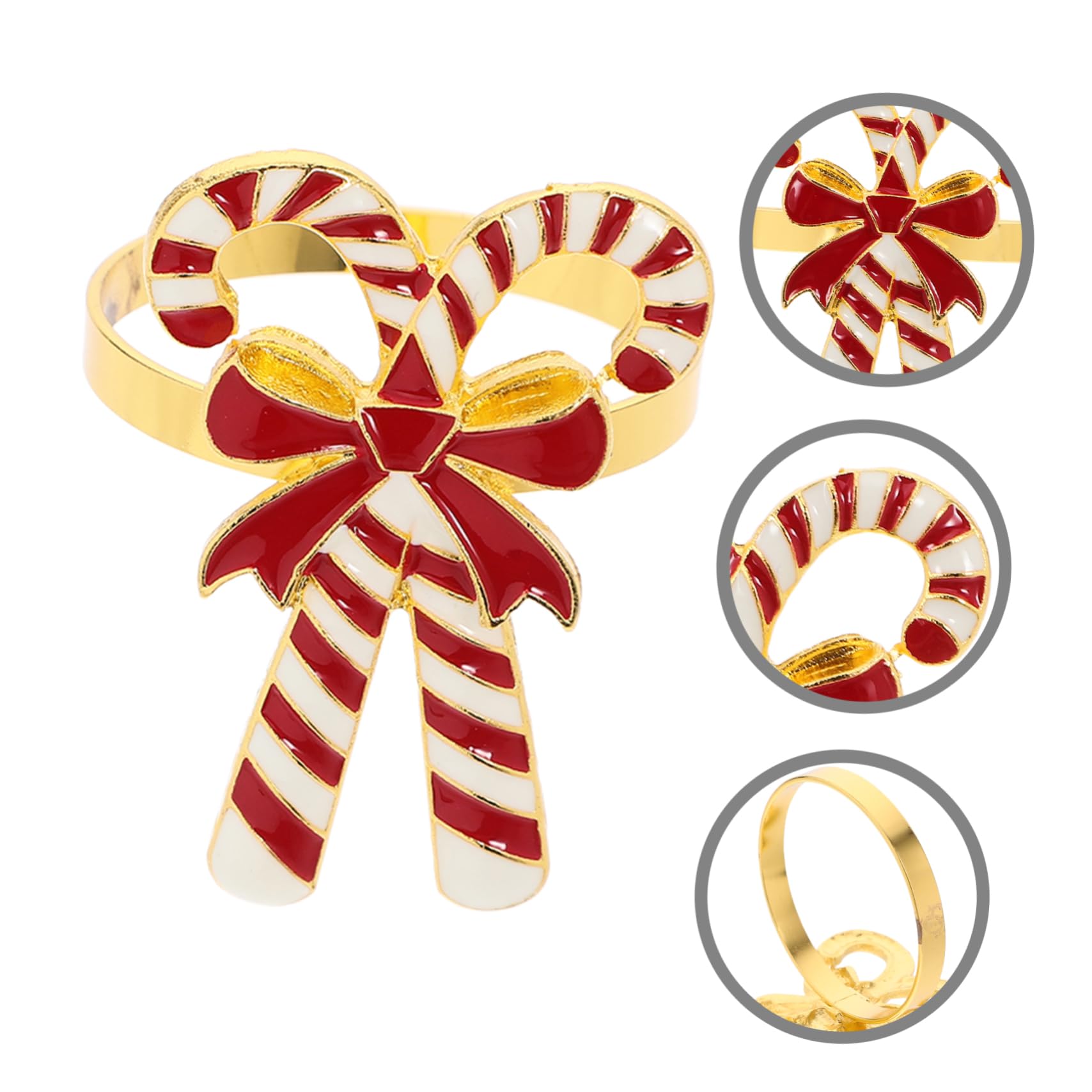 Mikinona 4 Stück Weihnachts Serviettenringe aus Langlebigem Legierungs Material Schleifenform Napkin Buckles für Festliche Tischdeko Einfache Anwendung für Weihnachtsessen und Partys