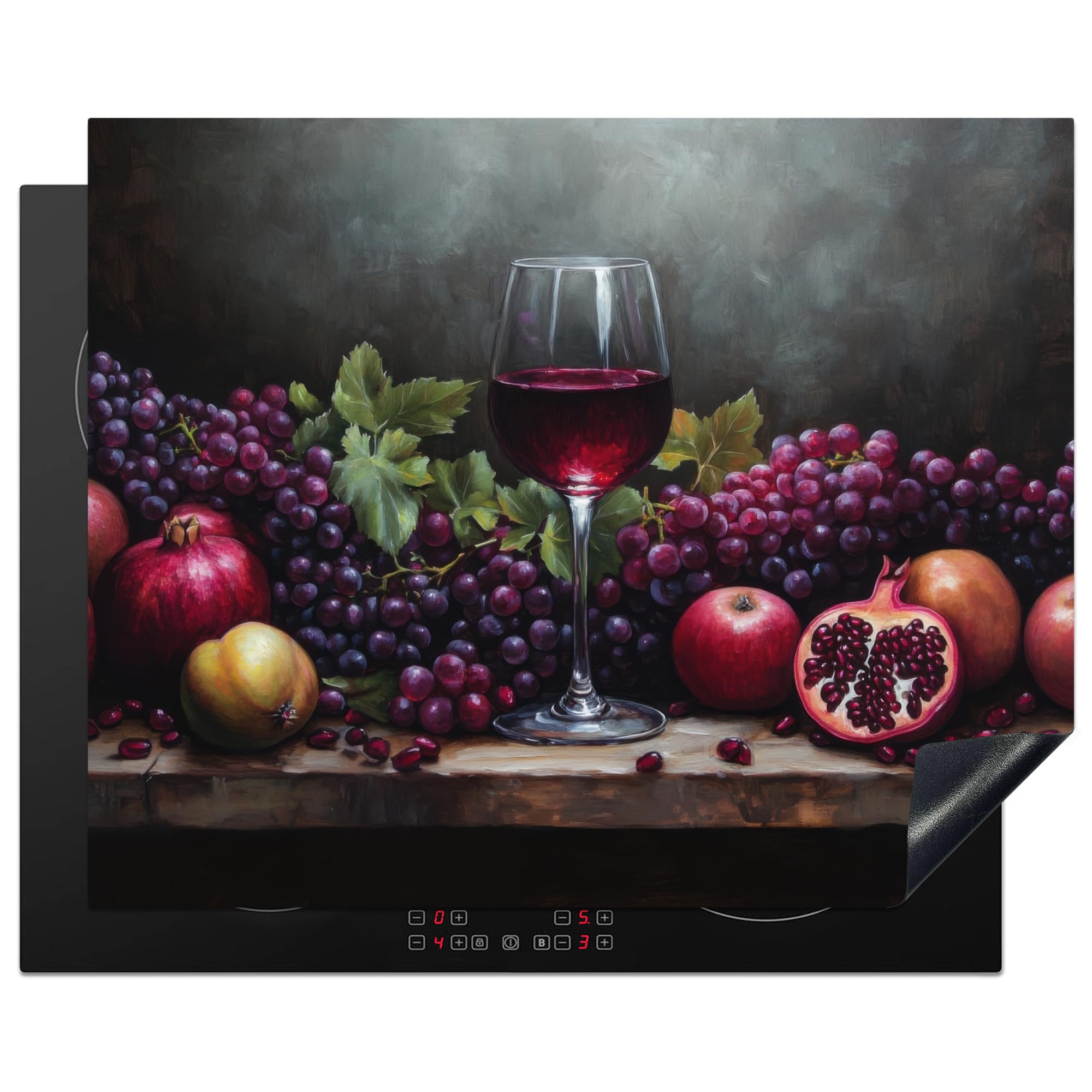 KitchenYeah© Induction Hob Cover Protector Mat 20.5"x25.6" / 65x52 cm Kitchen Universal Ceramic Covers for Electric Cookers Vinyl Wine - Fruit - Still Life