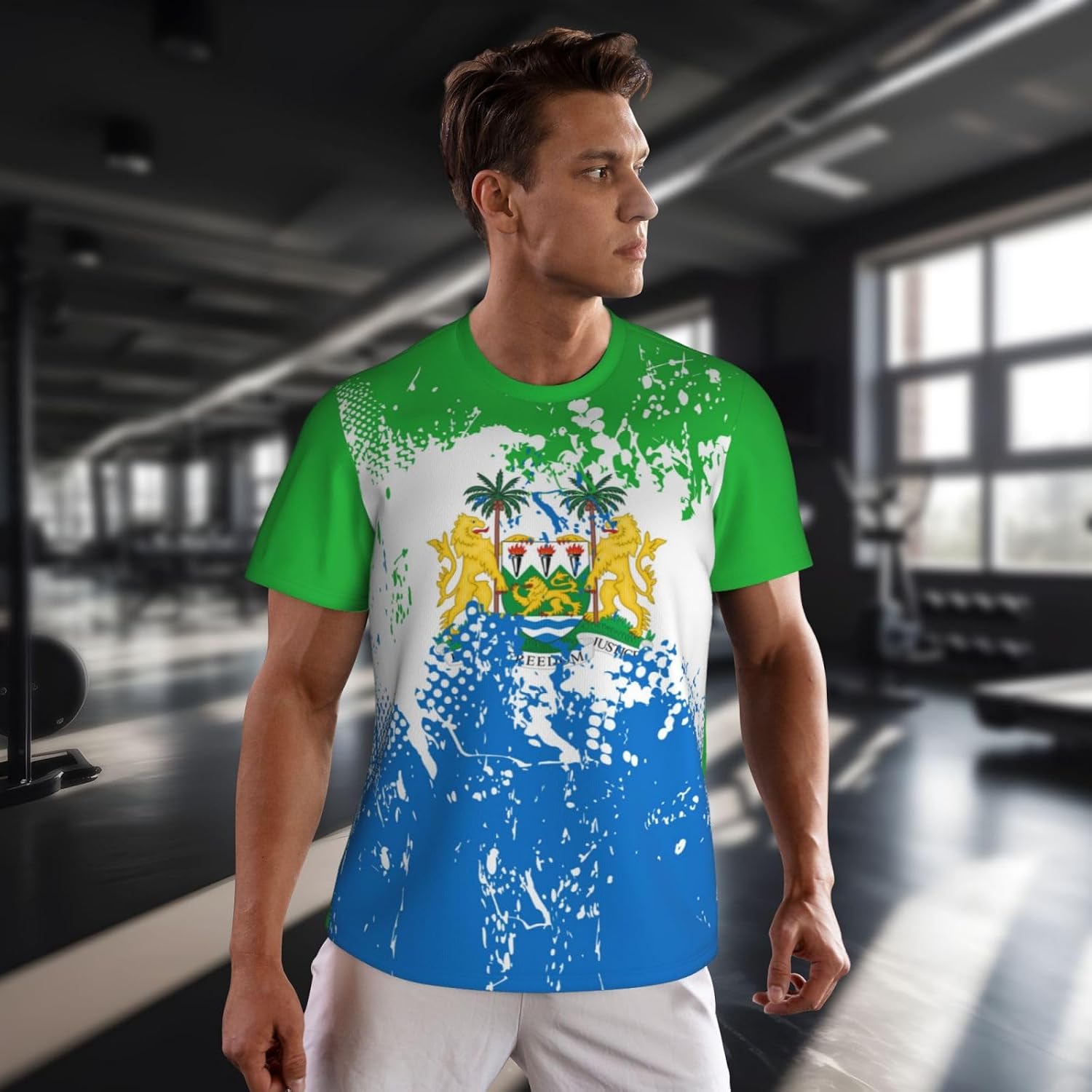 Sierra Leone Flag Grain Sports Mesh T-Shirt Retro Jerseys for Running Cycling Soccer Tennis Fitness Climbing