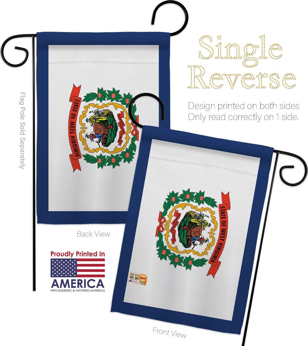 West Virginia Garden Flag Set with Stand Americana States USA American Territories Republic Country Particular Area Small Decorative Gift Yard House Banner Made In 13 X 18.5