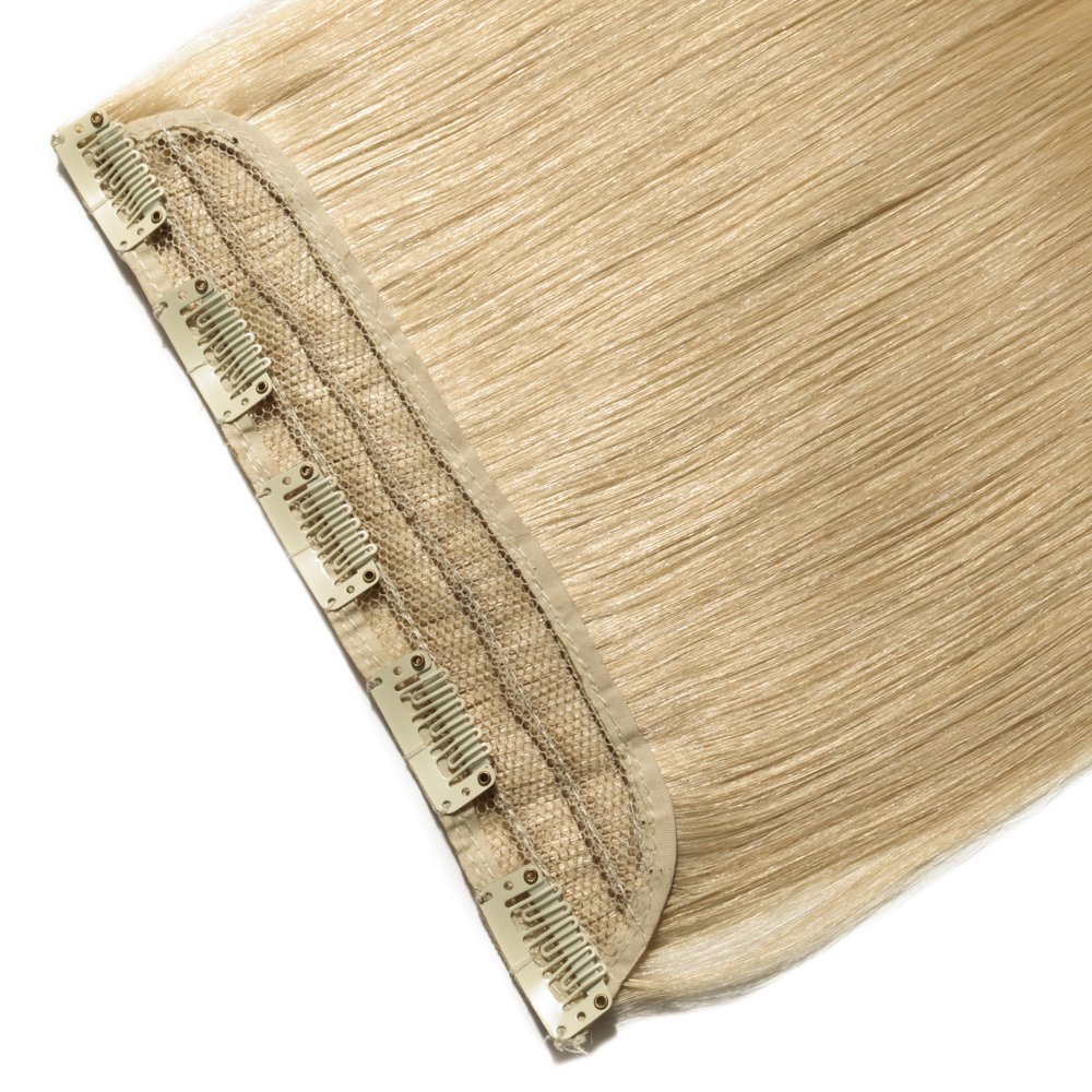 20 inches SEGO One Piece Hair Extensions Clip in Human Hair [#1B Natural Black] Real Remy Hairpieces for Women 3/4 Full Head Straight Invisible (50g) — view 116