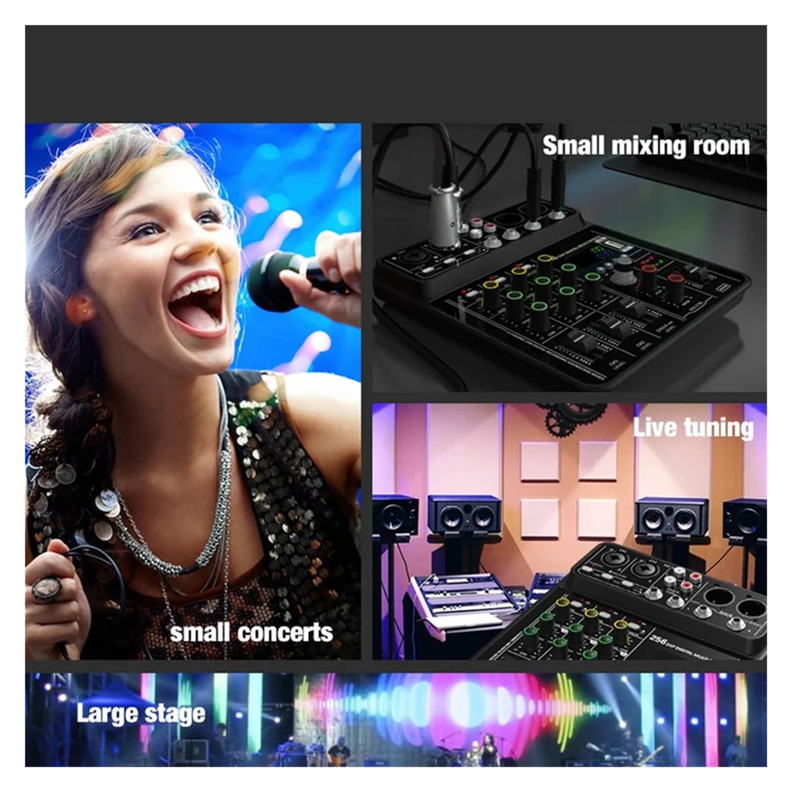 Controller DJ, Mixer a 4 canali con alimentazione Phantom da 48 V, console for DJ da studio USB Bluetooth