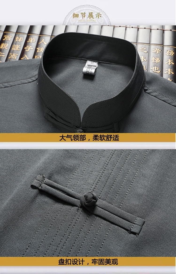 Men's Chinese Style Long Sleeve Shirt Summer Tang Suit Set