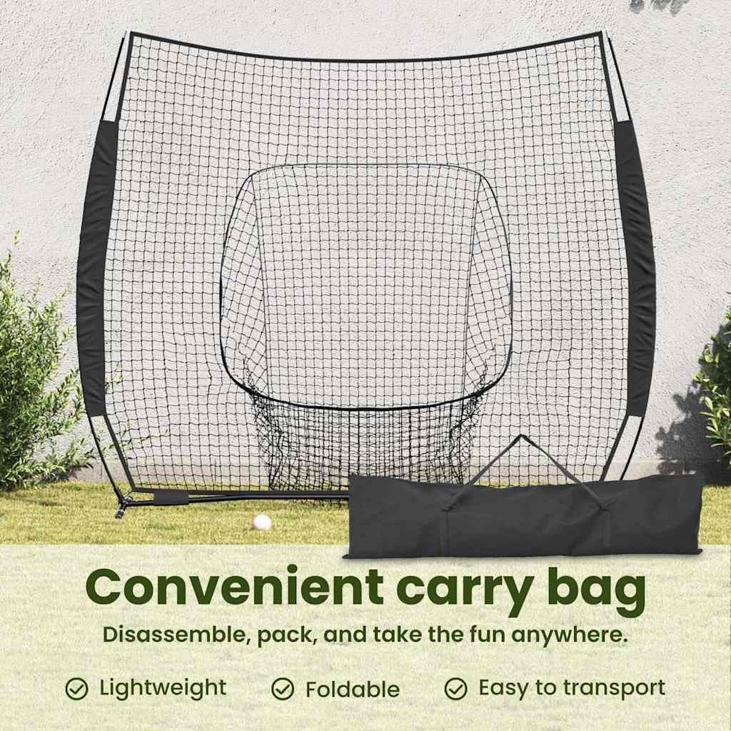 vidaXL Baseball-Übungsnetz Schwarz 250 x 106 x 209 cm Polyester, Verstellbares, Robustes Trainingsnetz, ideal für Outdoor-Fähigkeiten, Baseball-Ausrüstung, Zubehör für Leistung