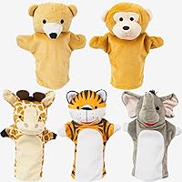 Yolococa 5-Pack Soft Plush Animal Hand Puppets for Kids - Durable Role-Play Toys