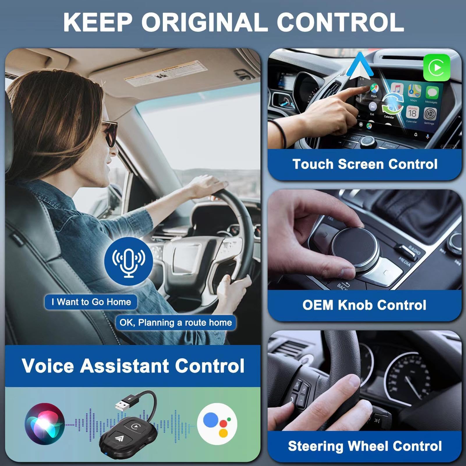 Transmisor inalámbrico de coche - Convierte cables en coche inalámbrico - Adaptador de coche Plug and Play - Control inalámbrico portátil para diferentes modelos