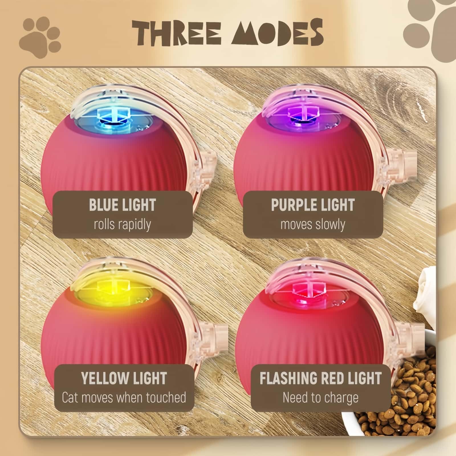Xfopz Interactive Cat Ball Toy, 2024 New Automatic Moving Dog Cat Balls, Premium Smart Self Rolling Cat Ball Kitty Toys USB Rechargeable, Cat Enrichment Toys for Bored Indoor Cats Dogs 2