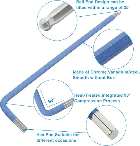 Miniatura 7 de Juego de llaves Allen de extremo de bola naranja de 0.197 in, 25 ángulos, 4 piezas